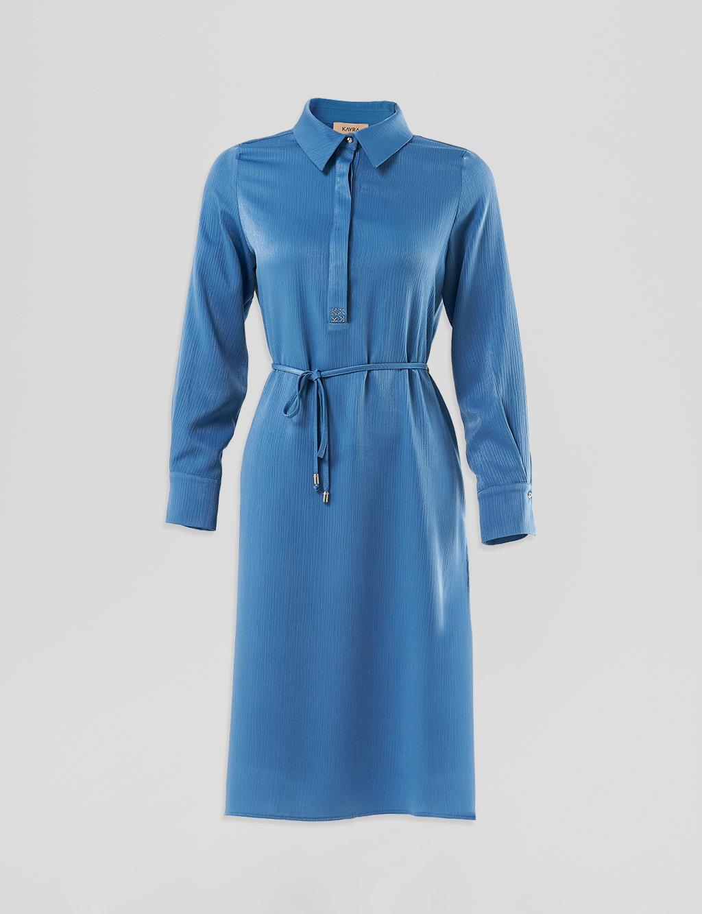 Drawstring Long Tunic in Tiara Blue