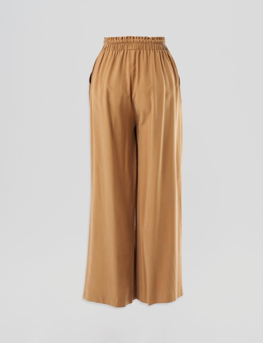 Geniş Paça Rayon Pantolon Tütün 
