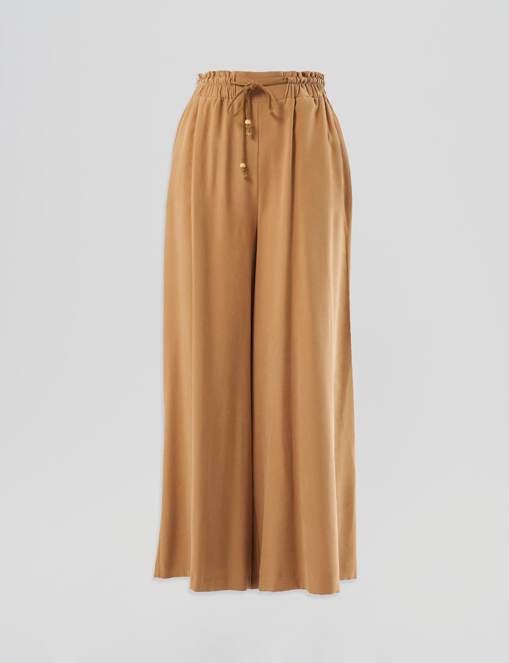 Geniş Paça Rayon Pantolon Tütün 