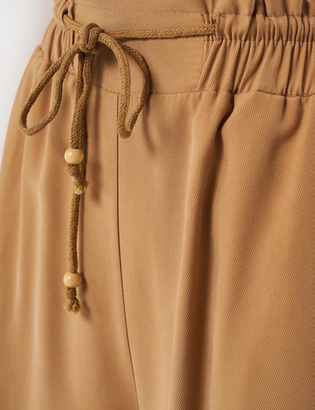Geniş Paça Rayon Pantolon Tütün 