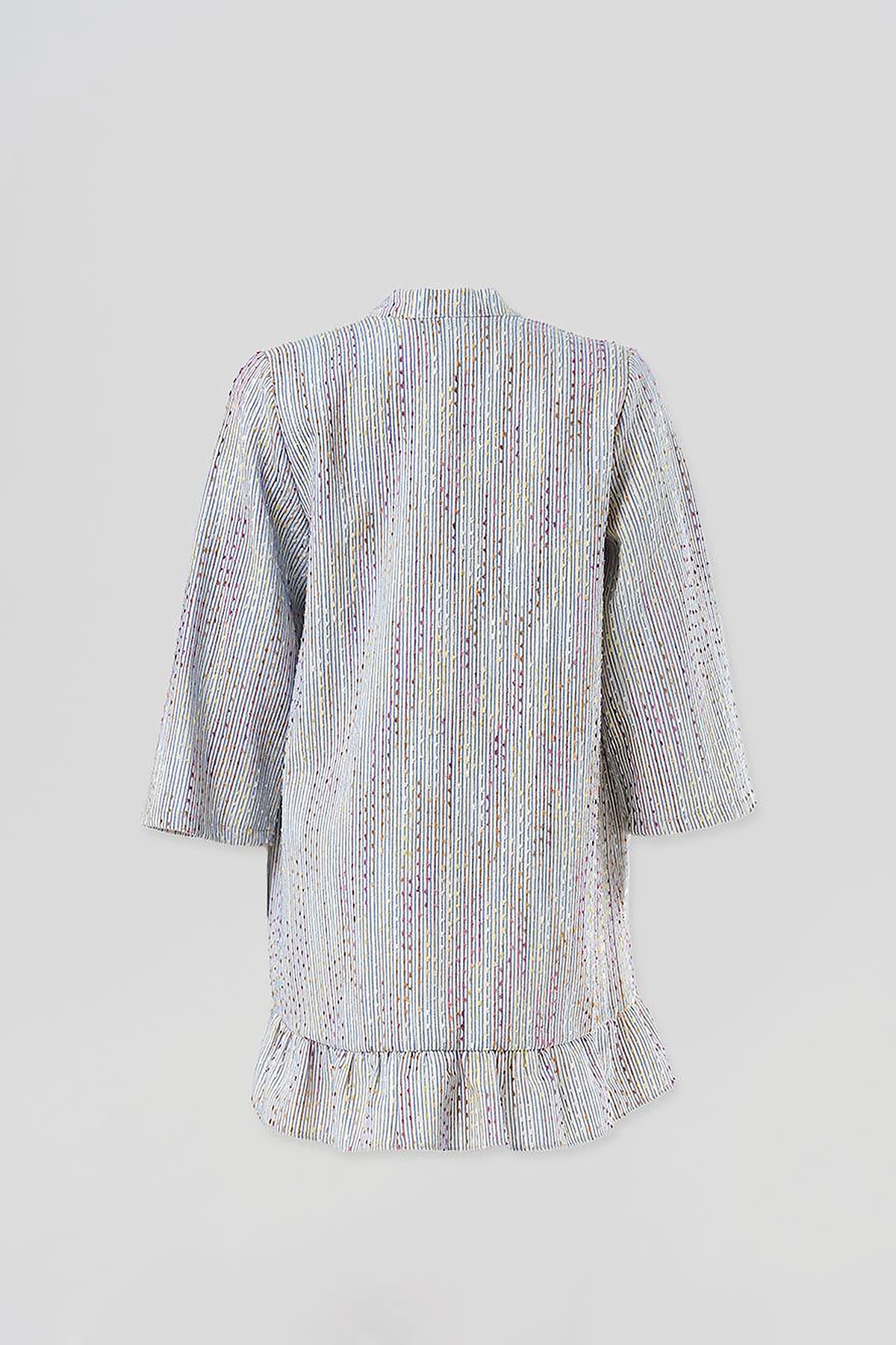 Ruffled Hem Kimono Blue