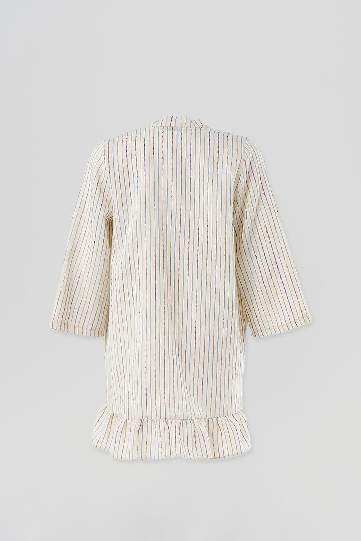 Ruffled Hem Heathered Kimono Blue