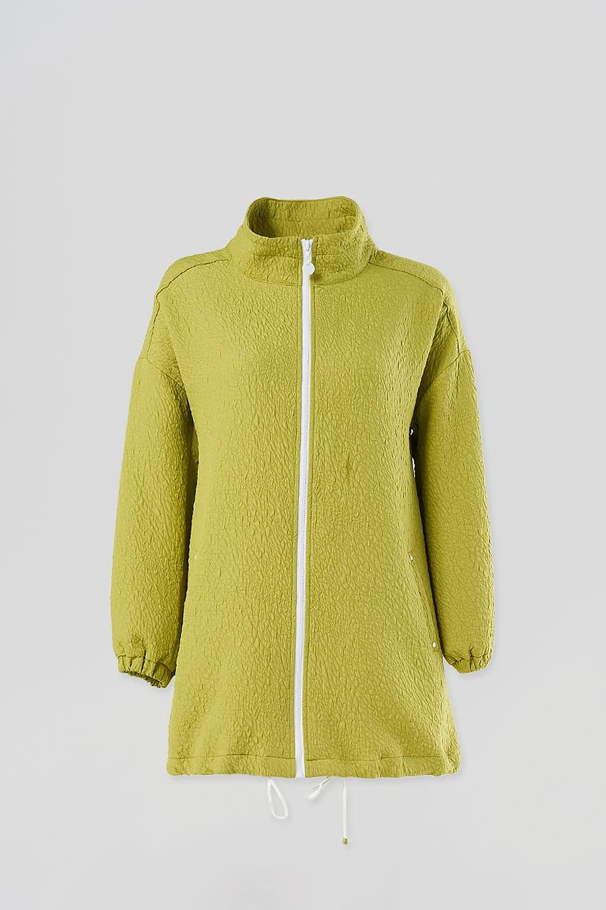 Zipper Closure Quilted Tunic in Pistachio Green