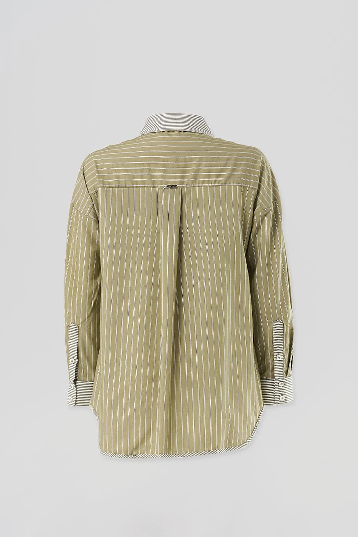 Shirt Collar Tunic with Pattern Details, Khaki