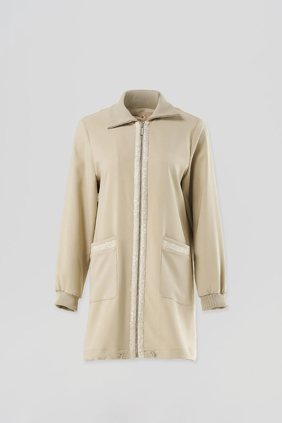 Jacquard-Trimmed Zippered Jacket Moss Green