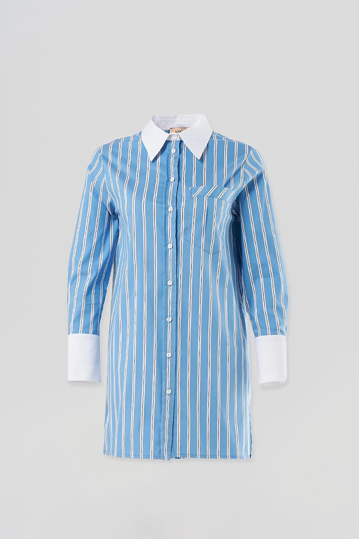 Slogan Embroidered Striped Tunic in Crown Blue