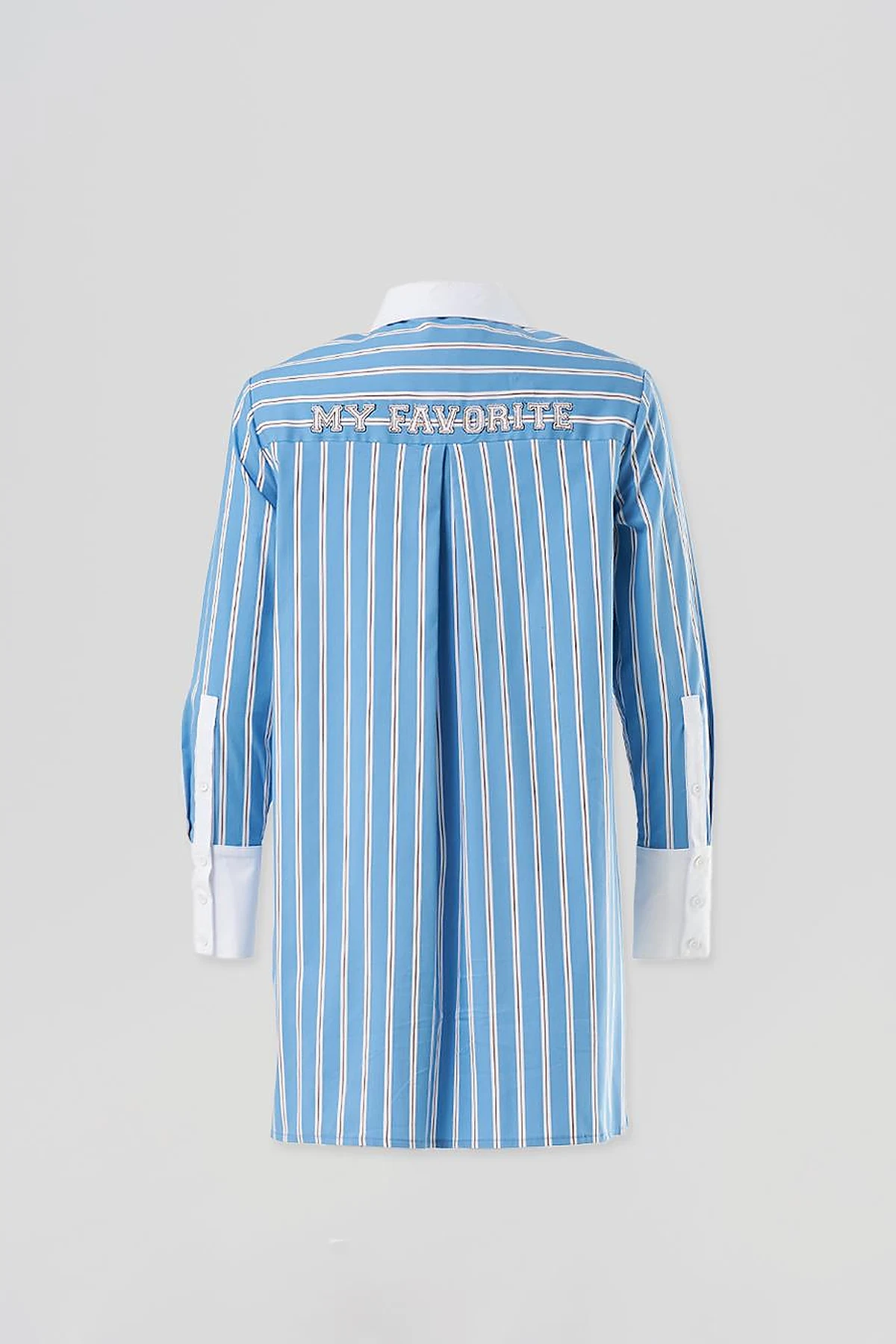 Slogan Embroidered Striped Tunic in Crown Blue