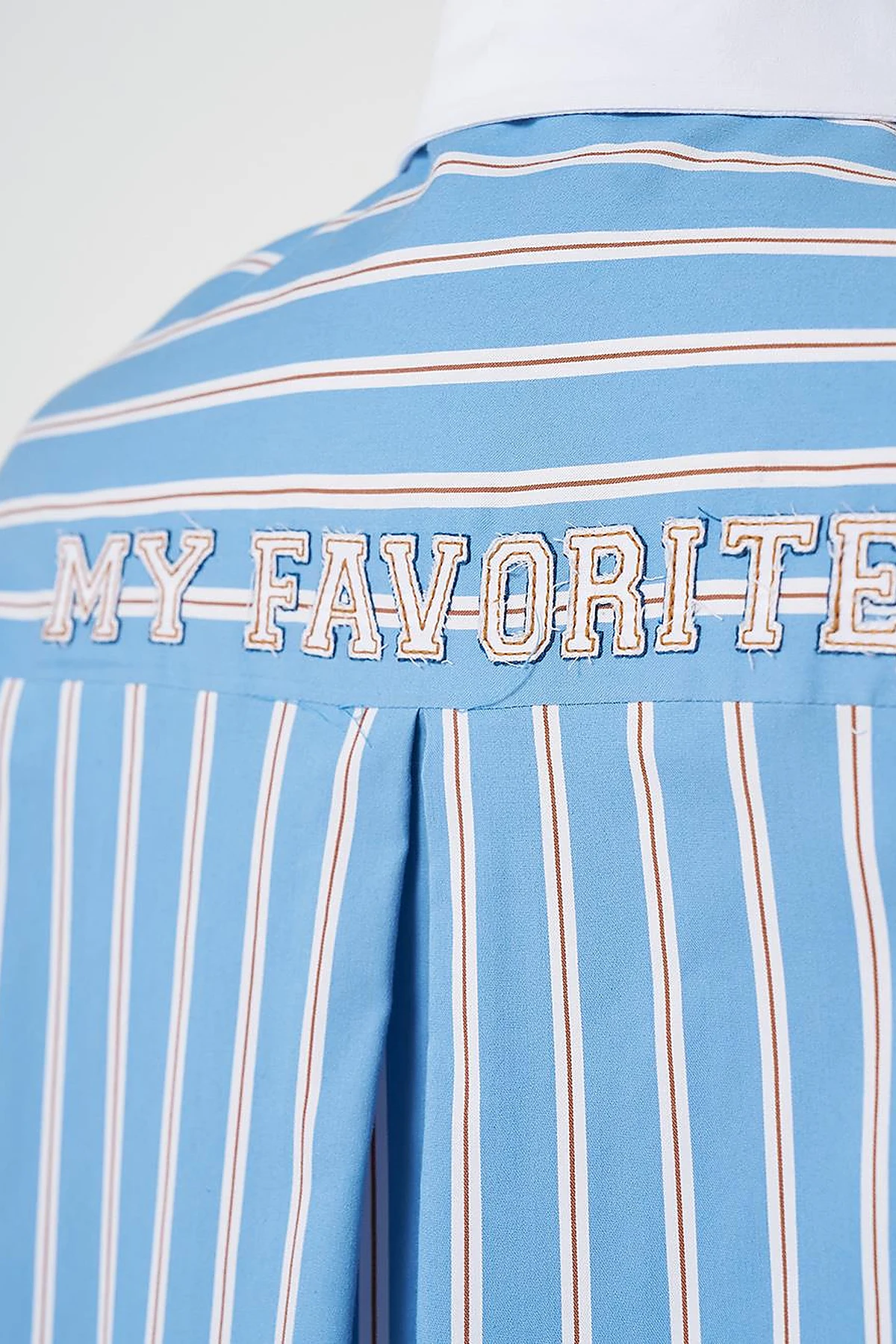 Slogan Embroidered Striped Tunic in Crown Blue