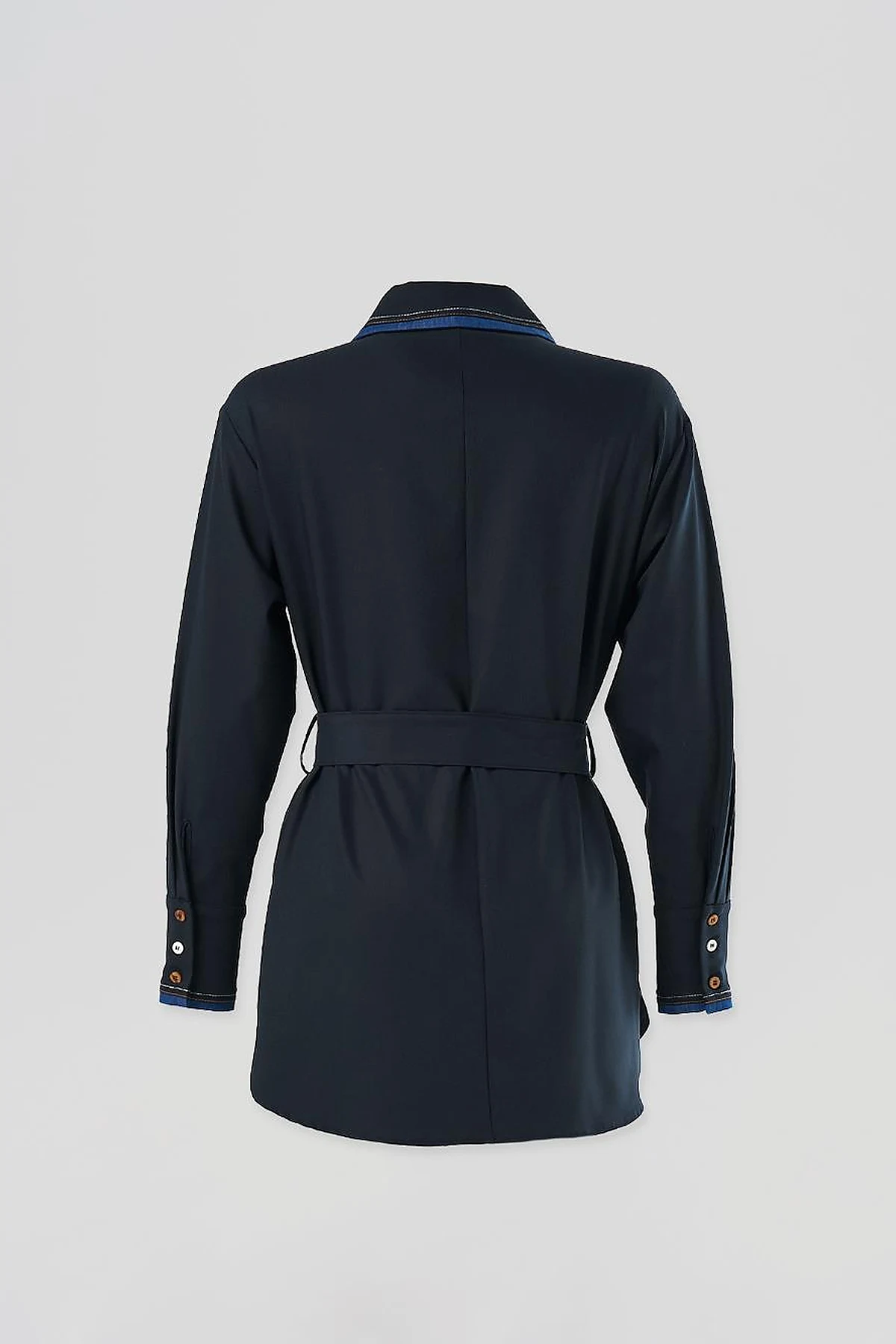 Belted Brooch Detail Tunic in Navy