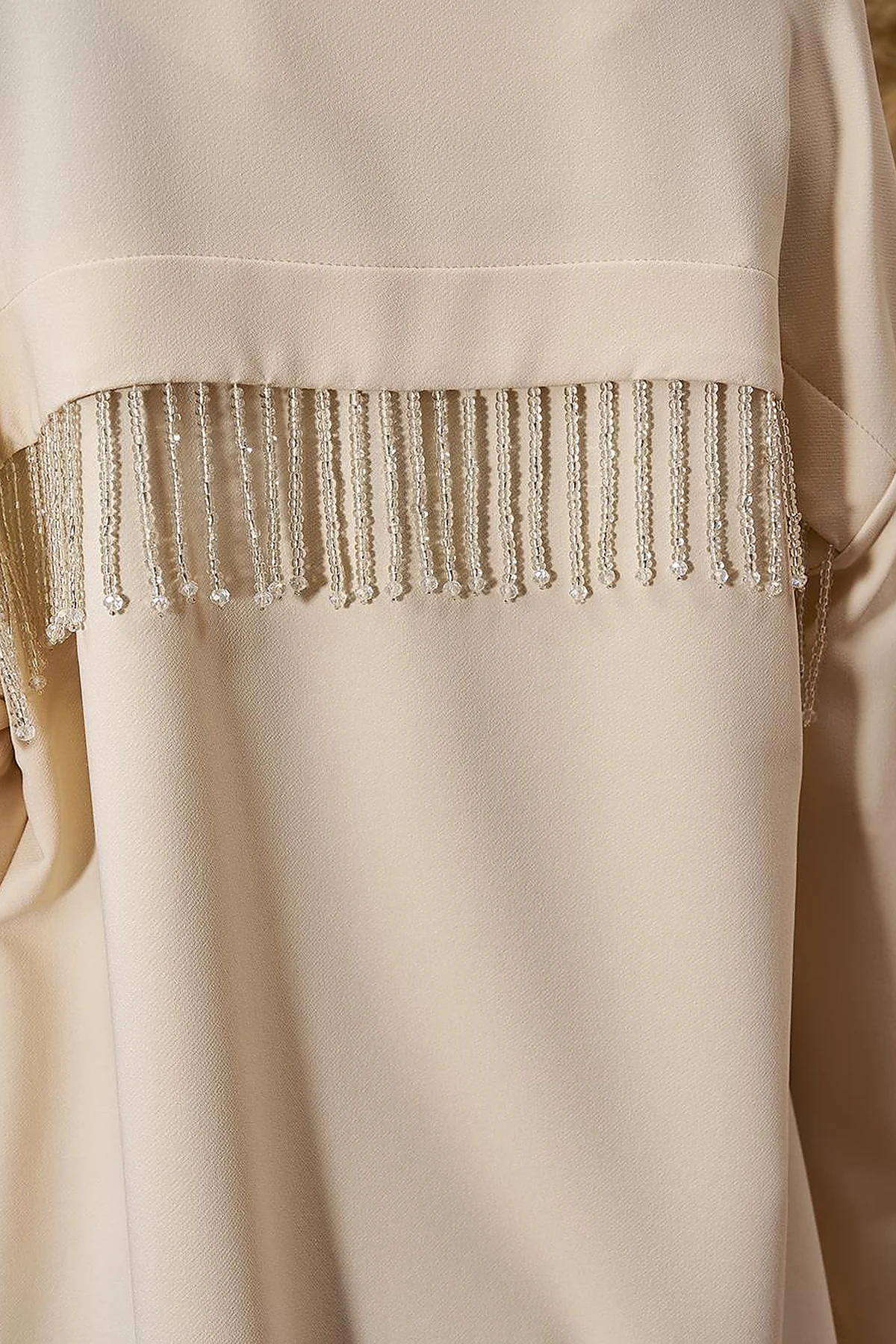 Beaded Detail College Collar Jacket Cream