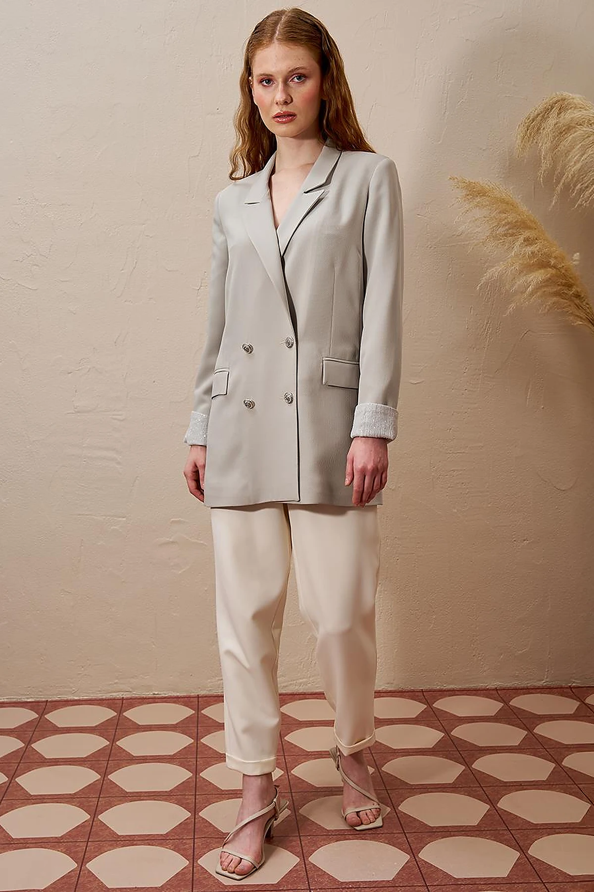 Kruvaze Blazer Ceket Küf Yeşili
