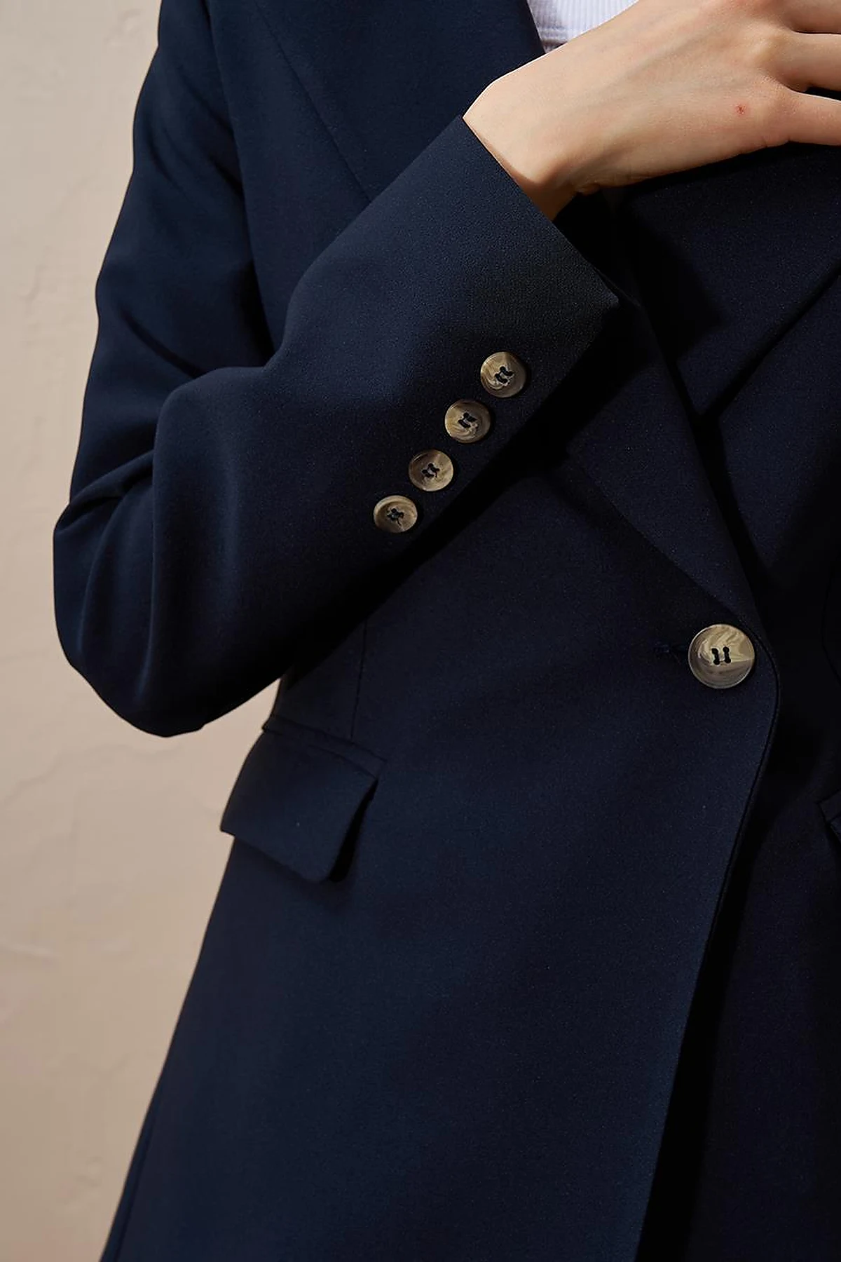 Single Button Blazer Jacket Dark Navy Blue