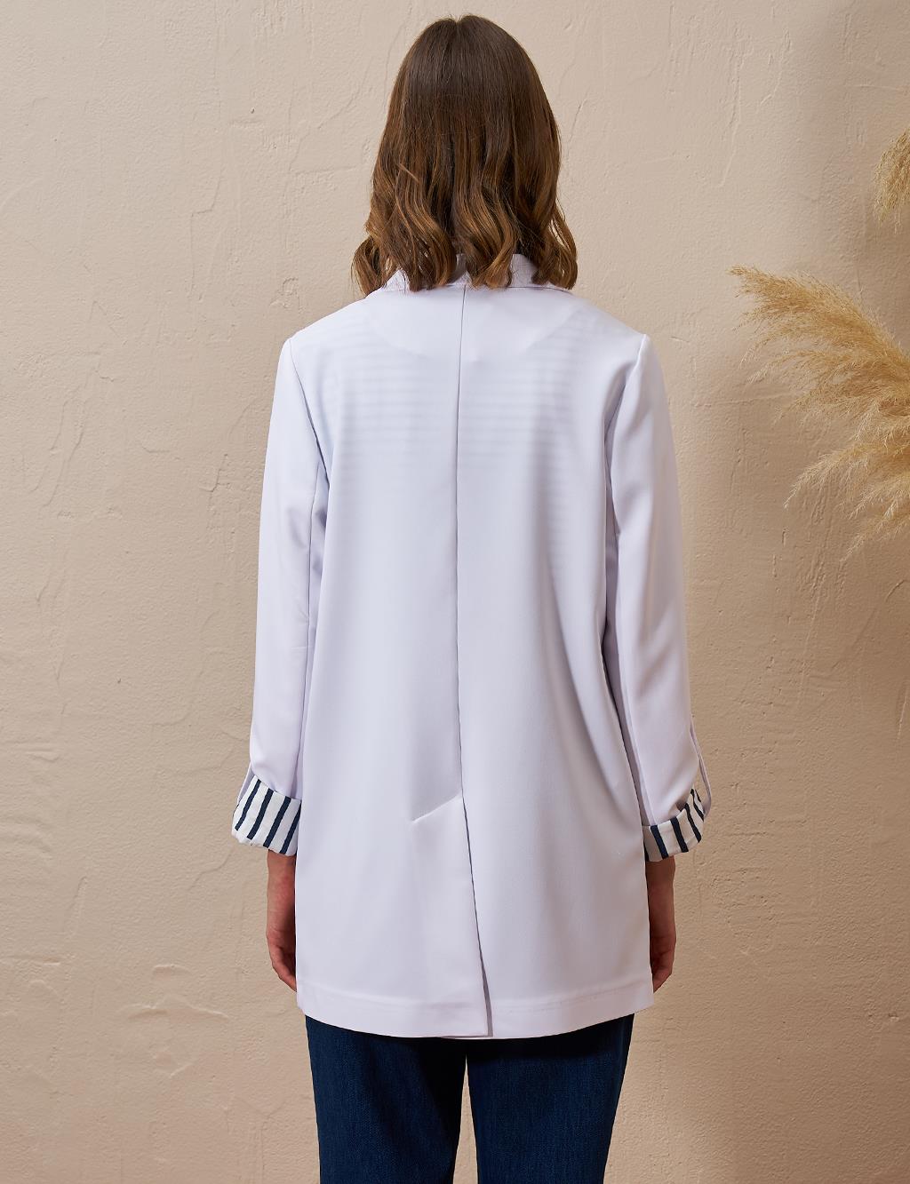 Brooched Blazer Jacket Optic White