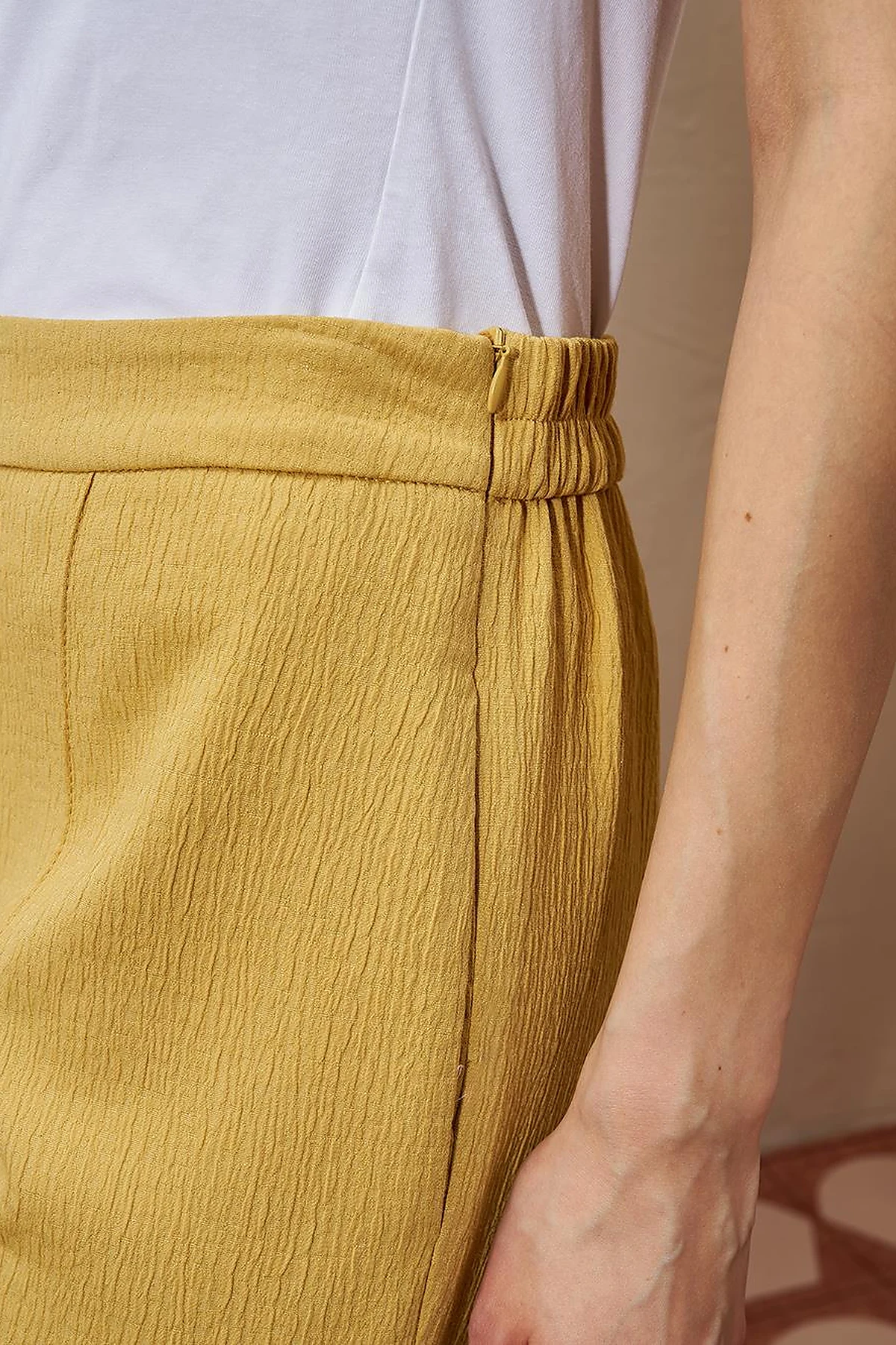 Drawstring Detail Pleated Two-Piece Set in Yellow
