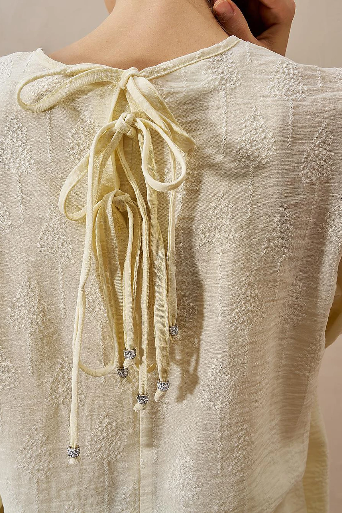 Tie-Back Viscose Blouse Cream