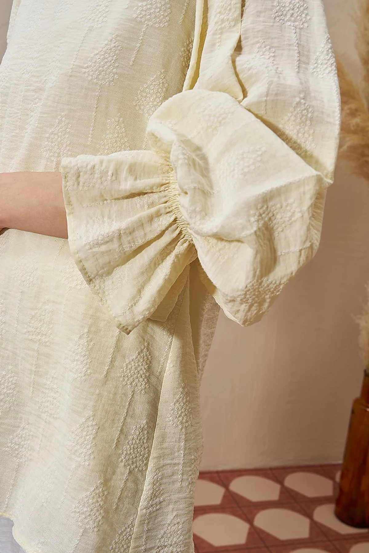 Tie-Back Viscose Blouse Cream