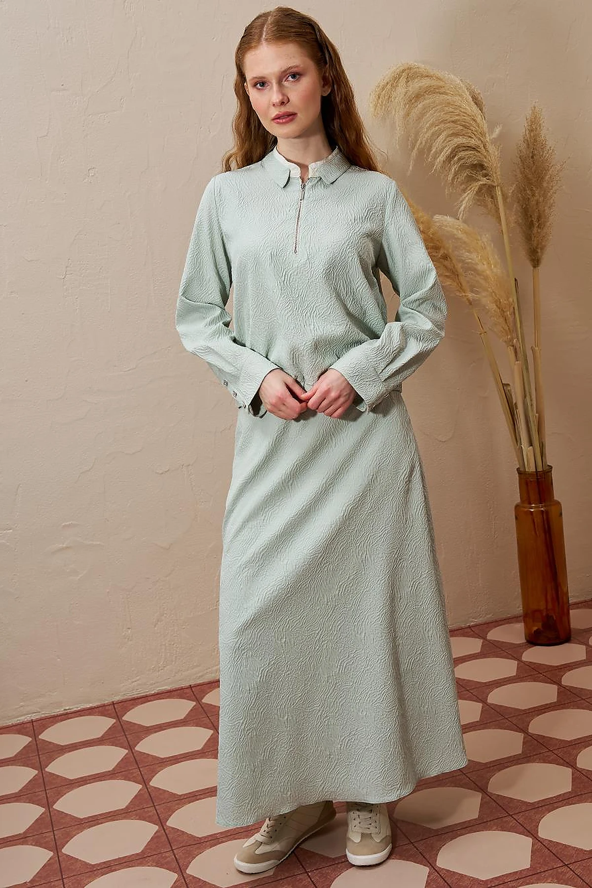Seersucker Skirt Set Ice Green
