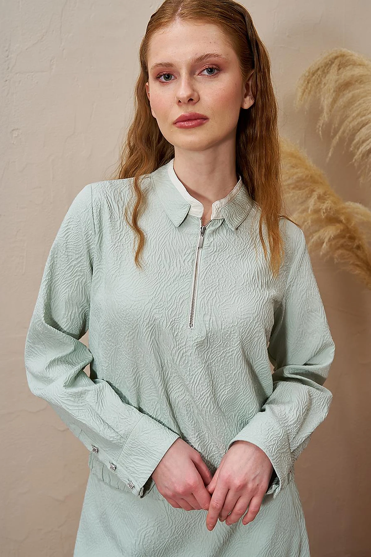 Seersucker Skirt Set Ice Green