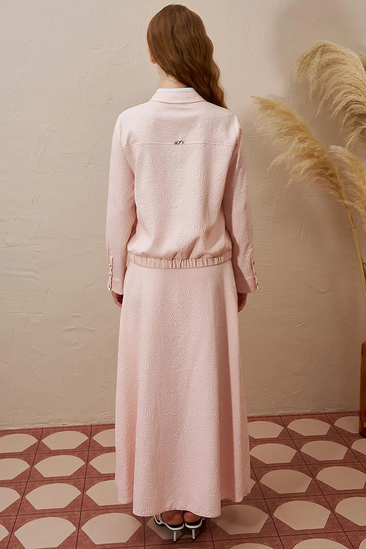 Seersucker Skirt Set Powder