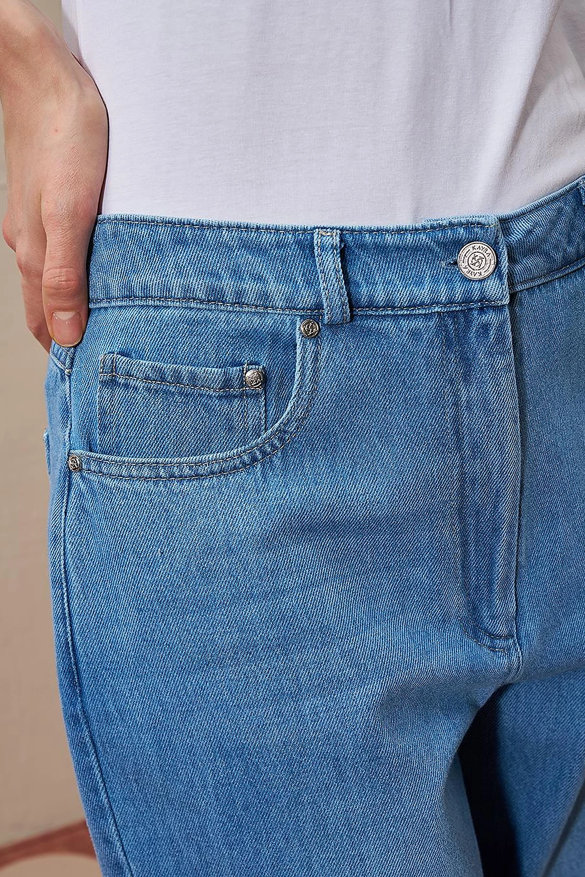 Wide-Leg Denim Pants Blue