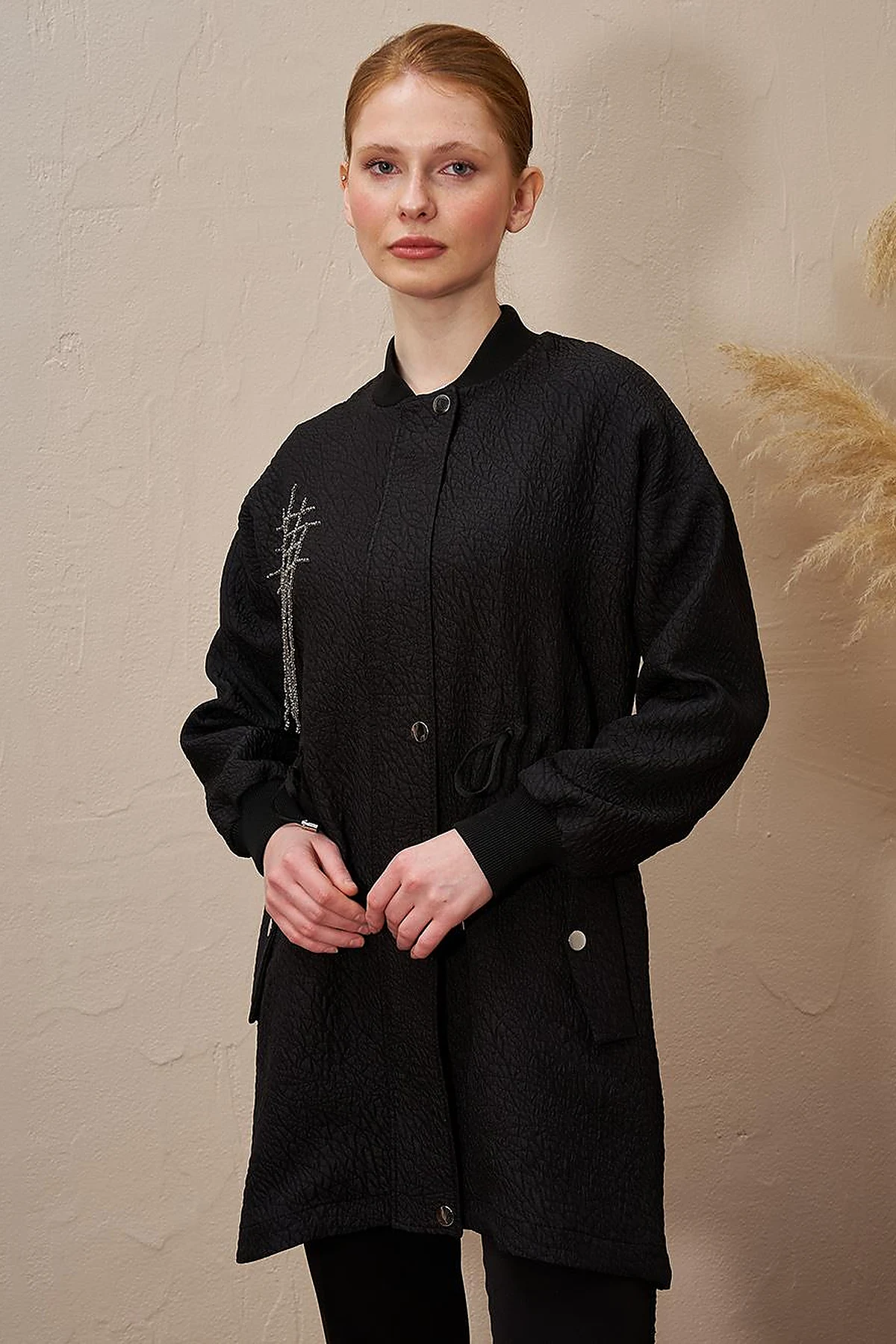 Belted Quilted Jacket Black