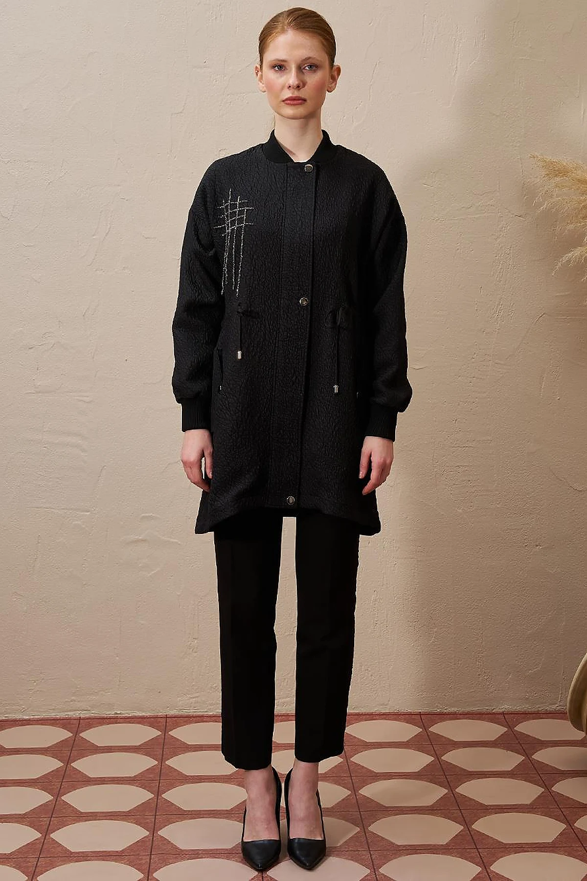 Belted Quilted Jacket Black