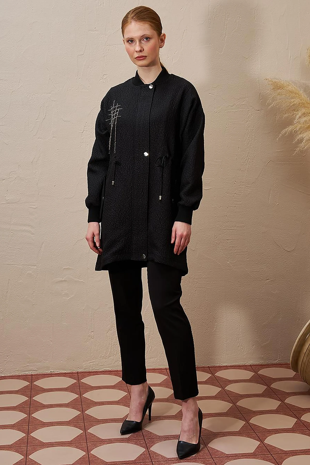 Belted Quilted Jacket Black