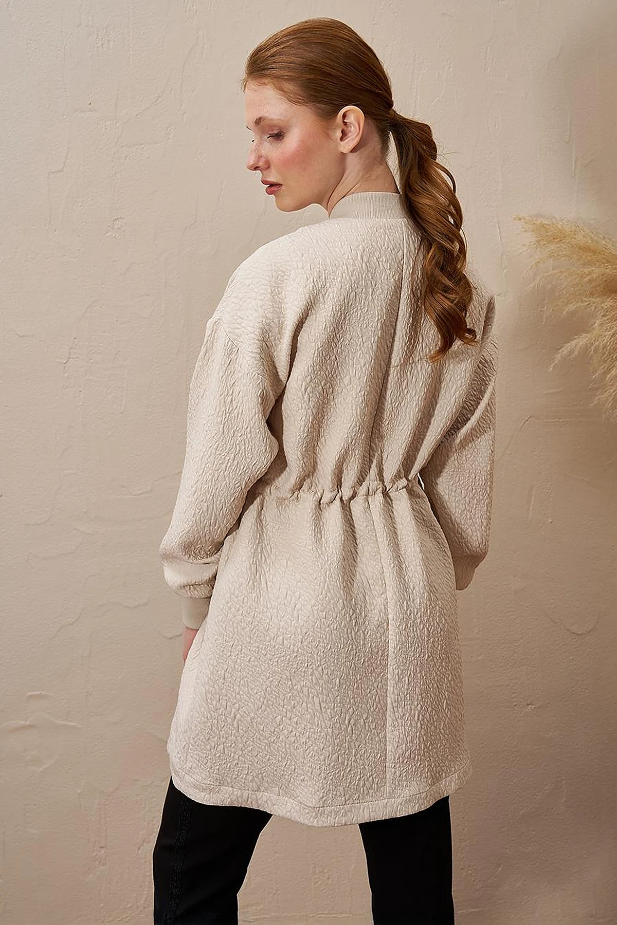 Belted Quilted Jacket Cream