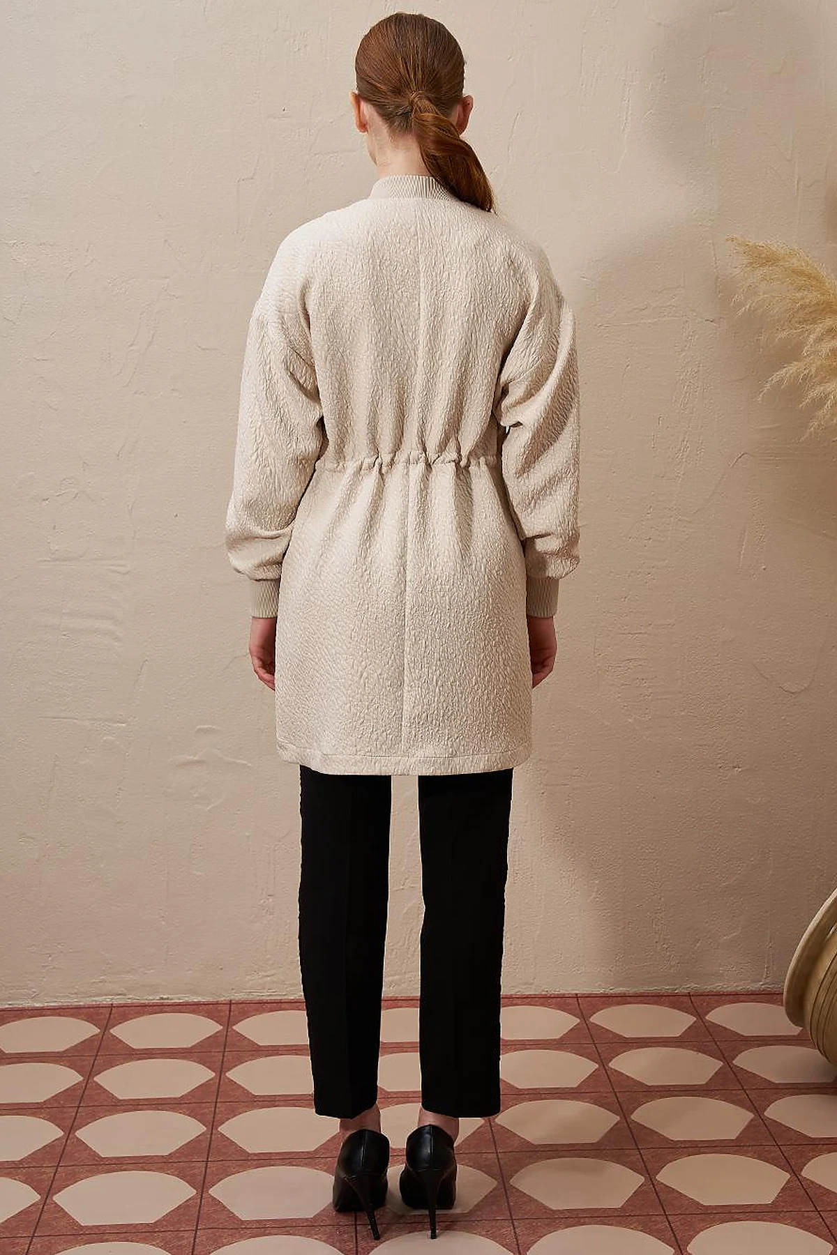 Belted Quilted Jacket Cream