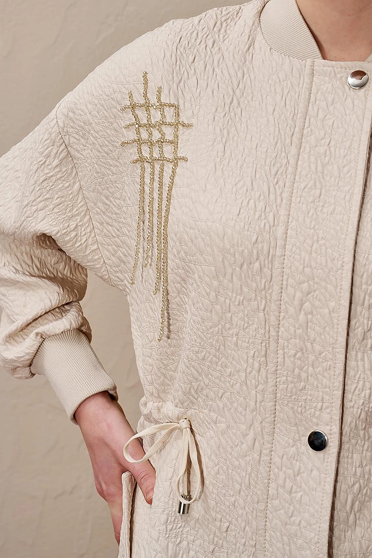 Belted Quilted Jacket Cream