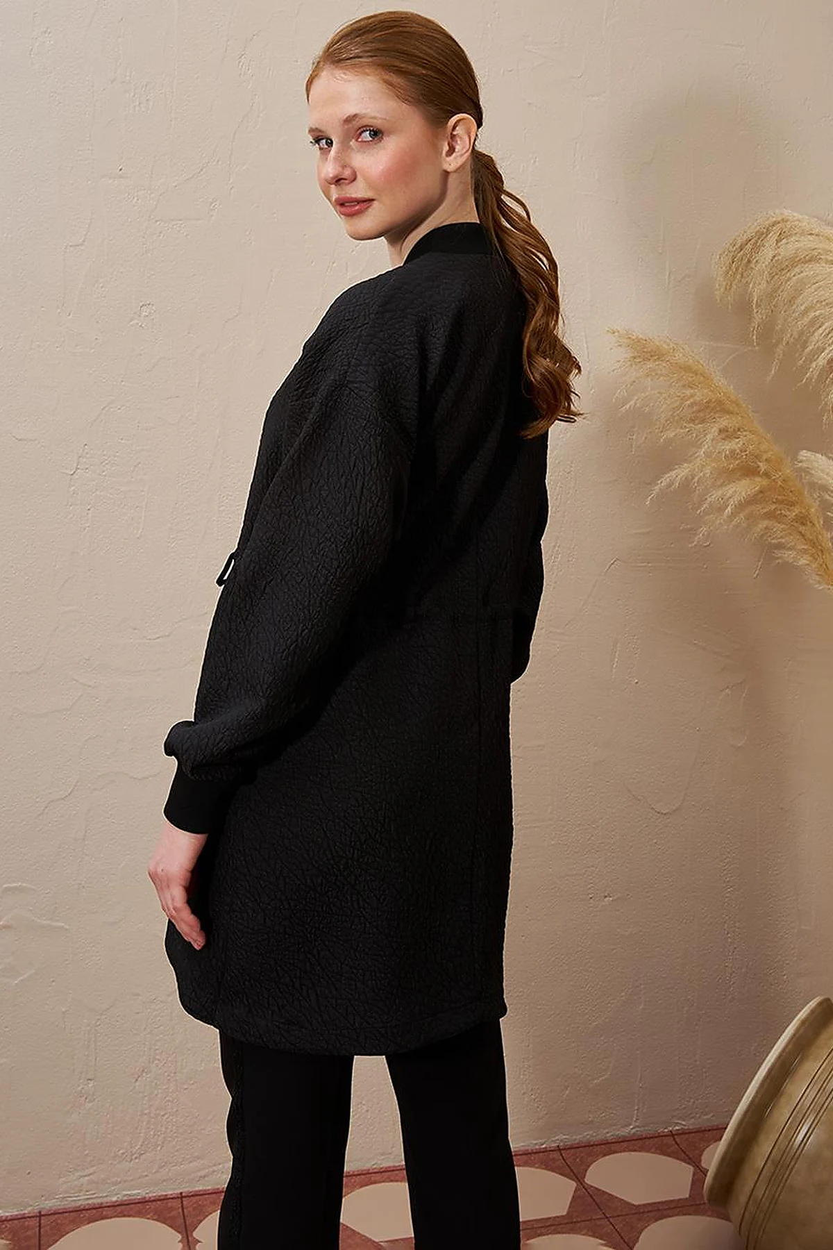 Belted Quilted Jacket Black