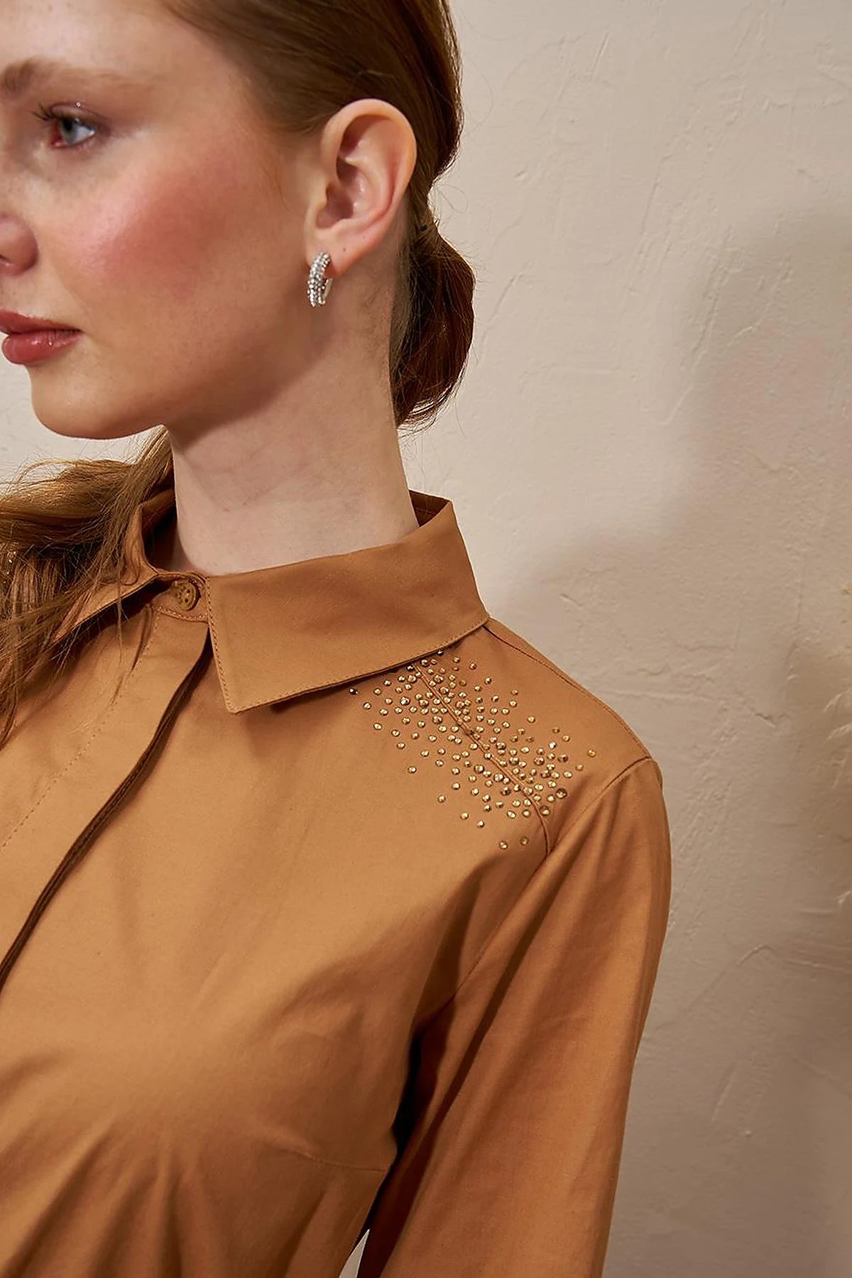 Belted Cotton Dress Tobacco