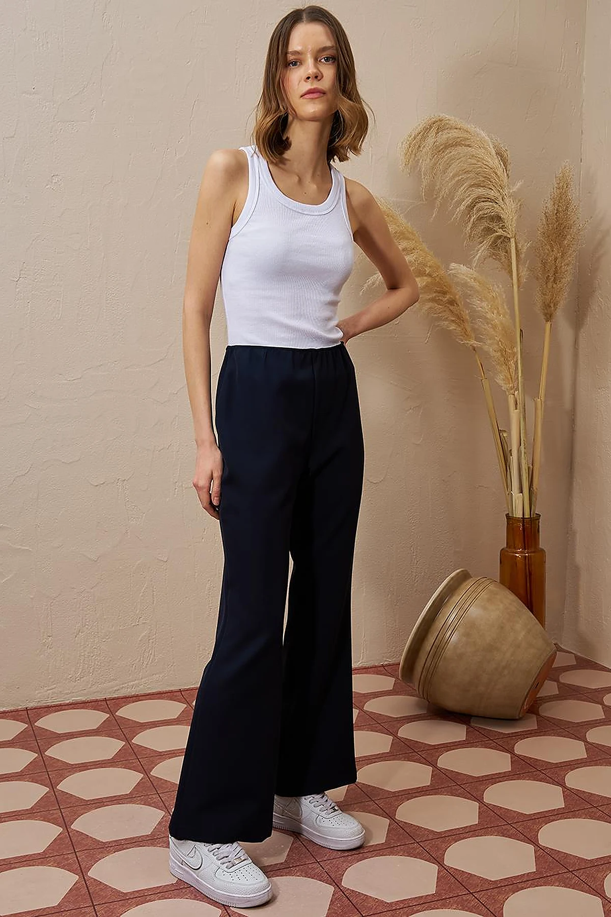 Flare Fit Trousers Dark Navy