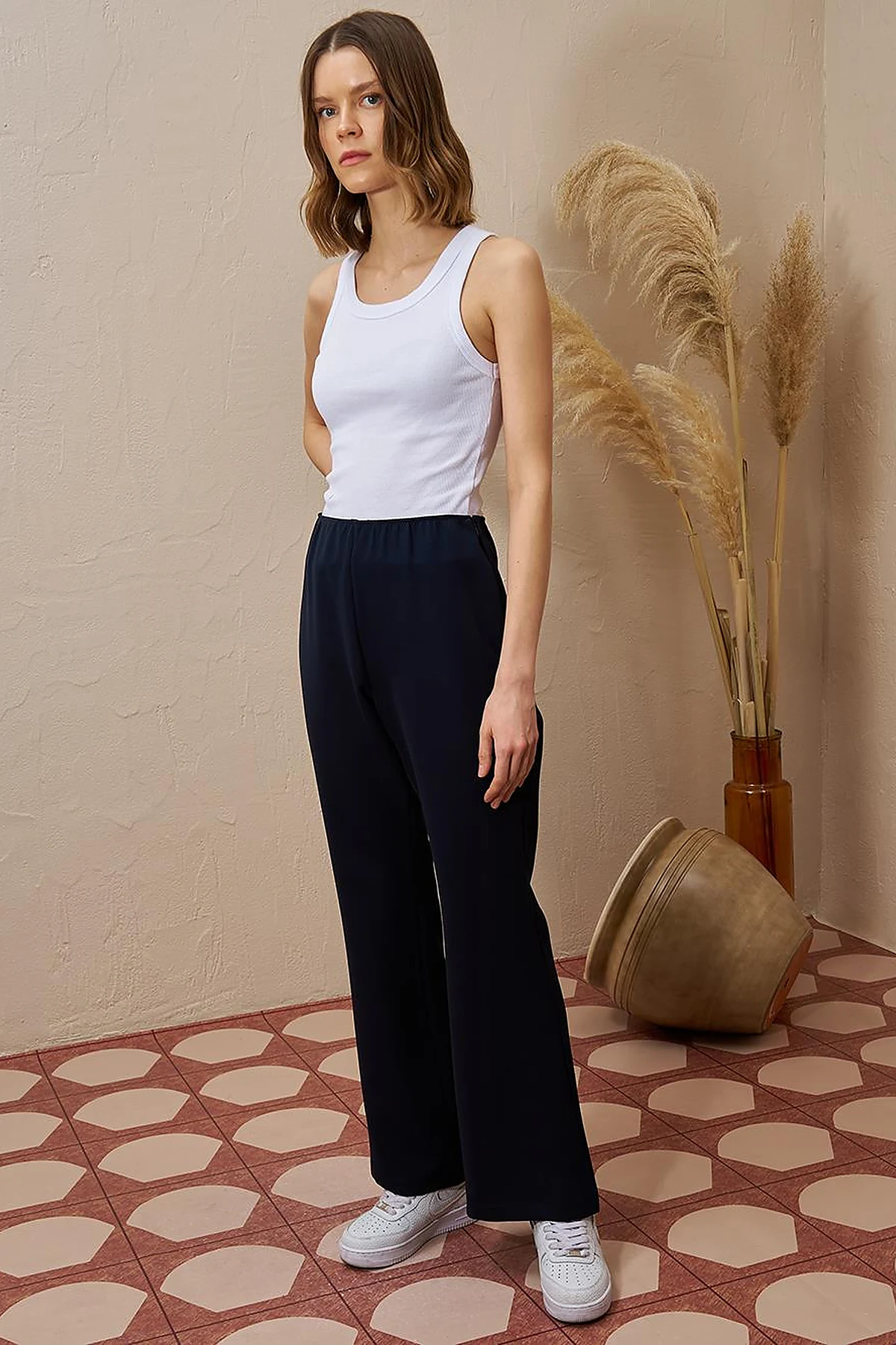 Flare Fit Trousers Dark Navy