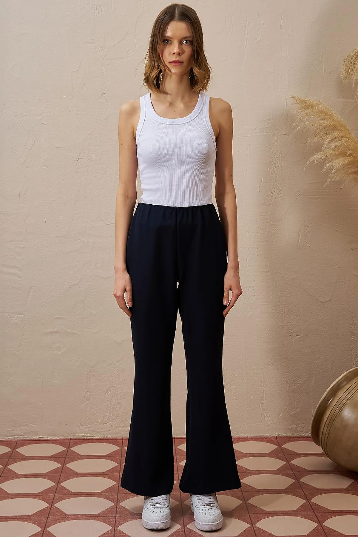 Flare Fit Trousers Dark Navy