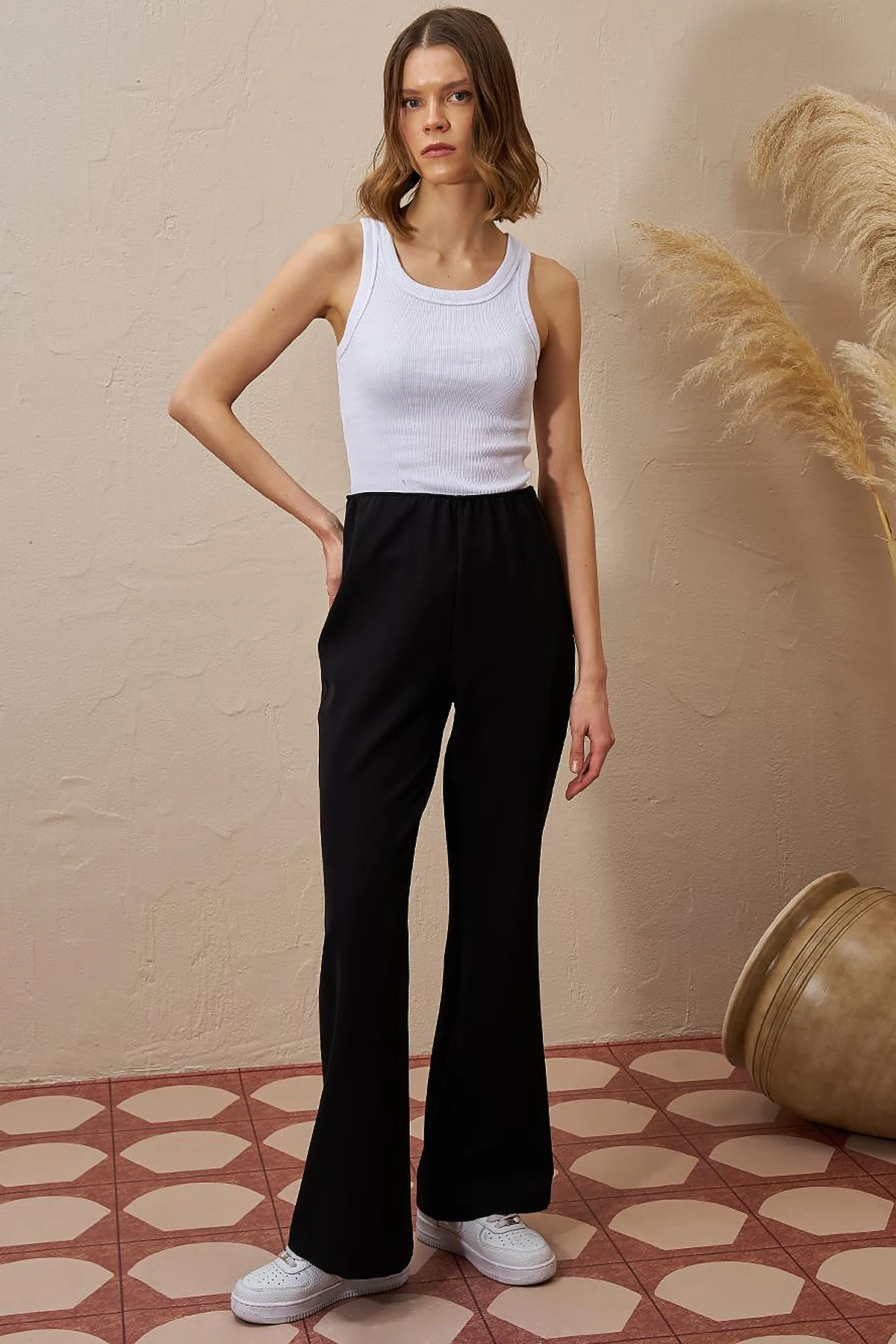Flare Fit Trousers Black