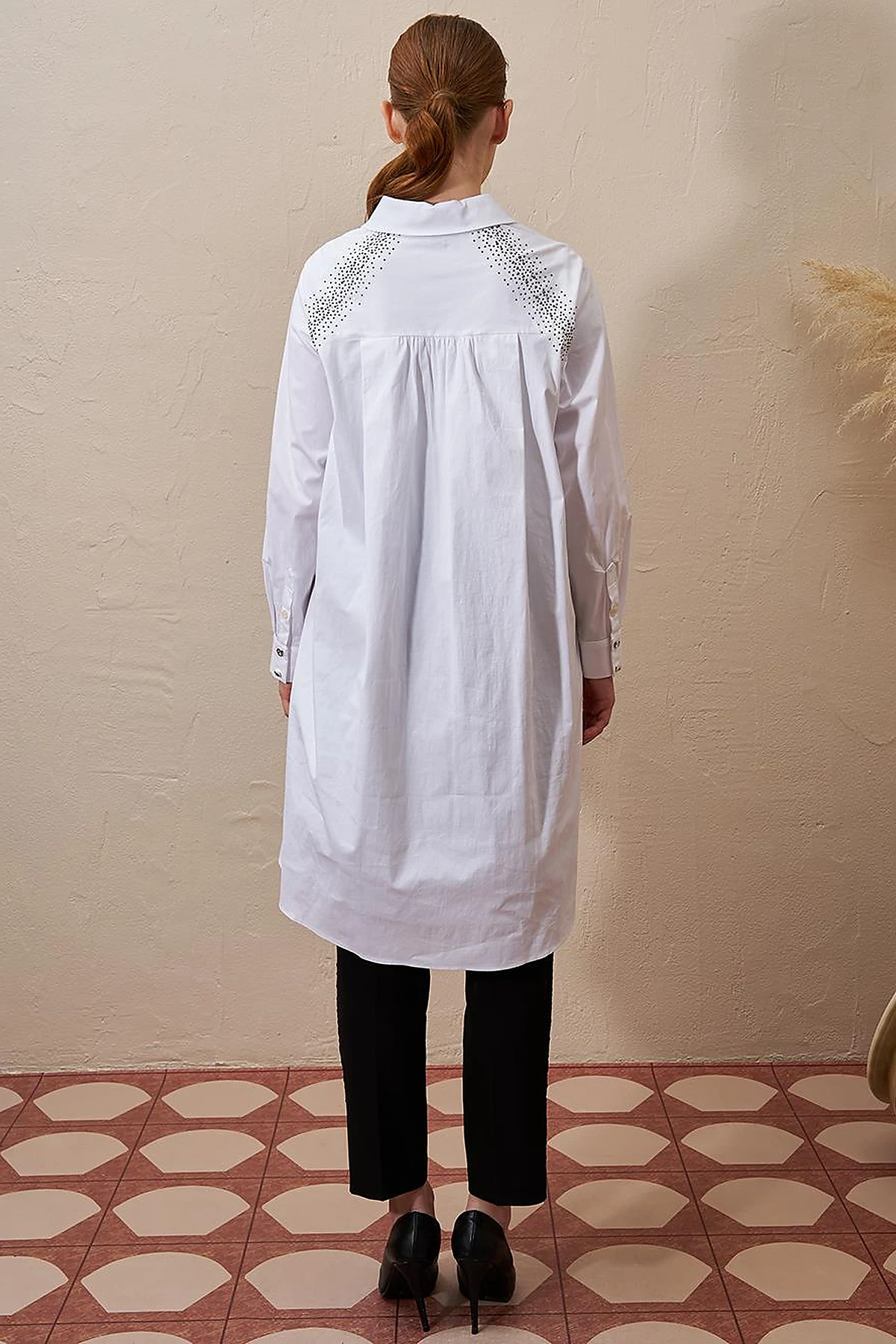 Hotfix Printed Cotton Tunic Optic White