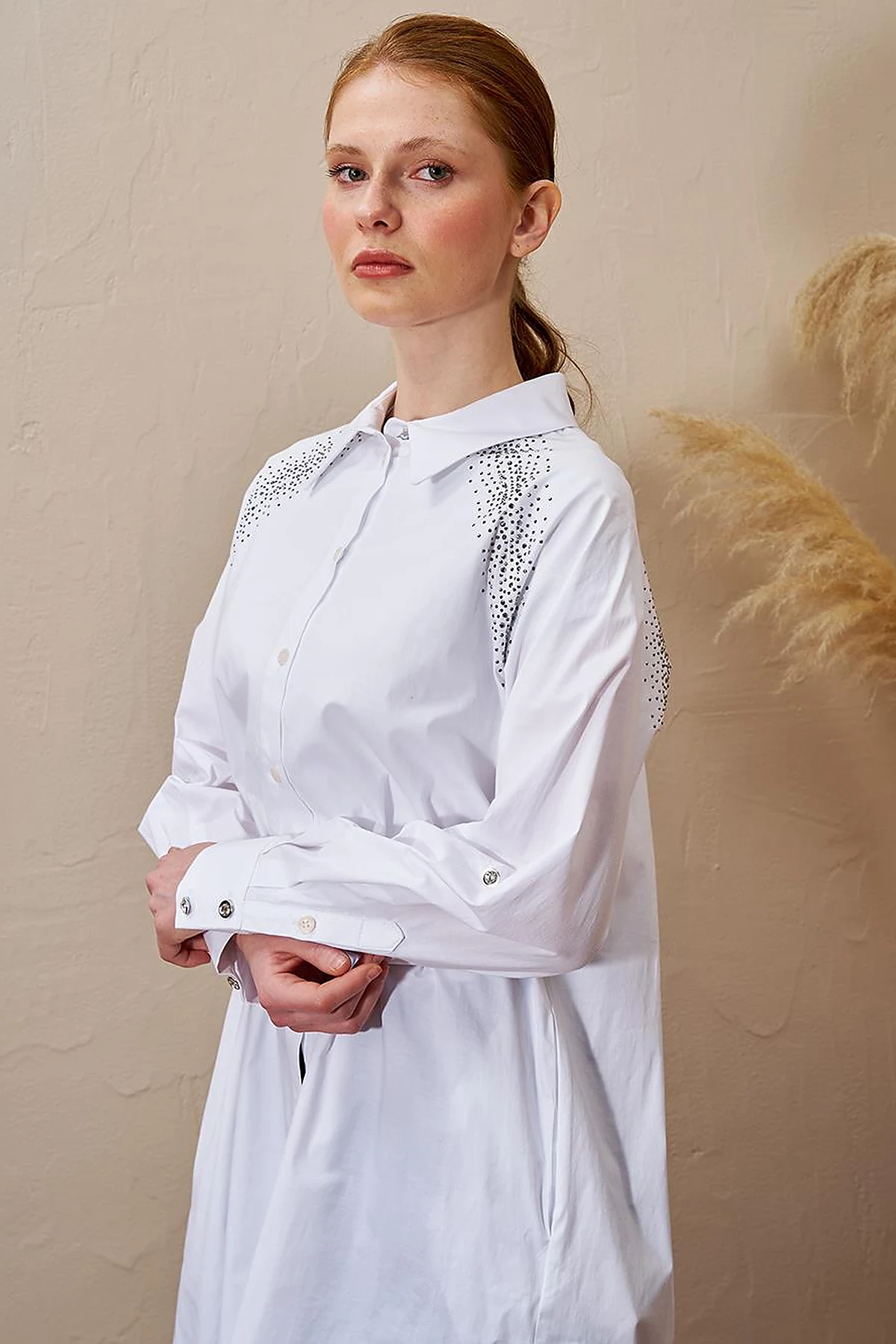 Hotfix Printed Cotton Tunic Optic White