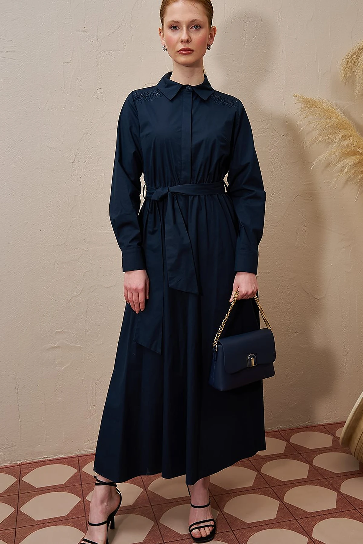 Flap Baguette Bag Navy