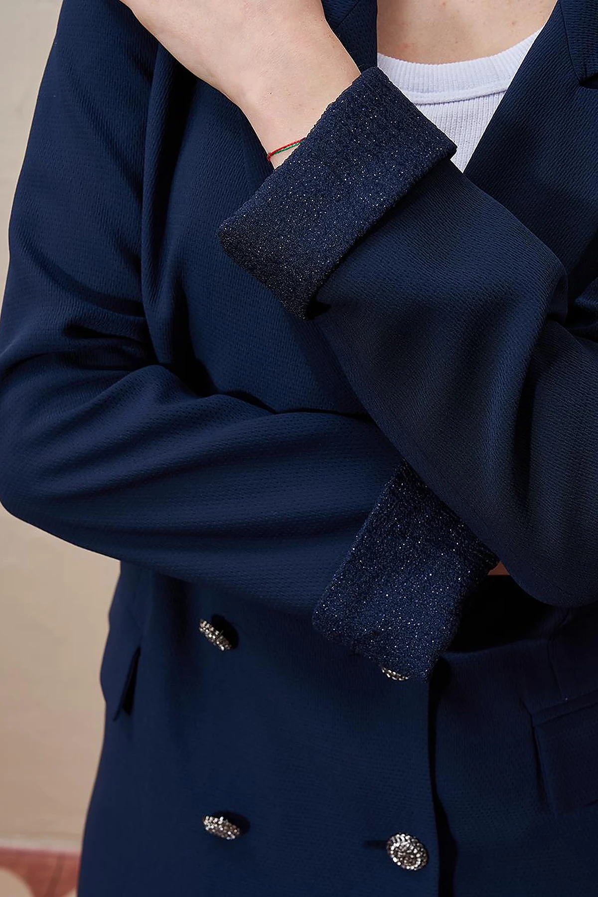 Double Breasted Blazer Jacket Dark Navy Blue