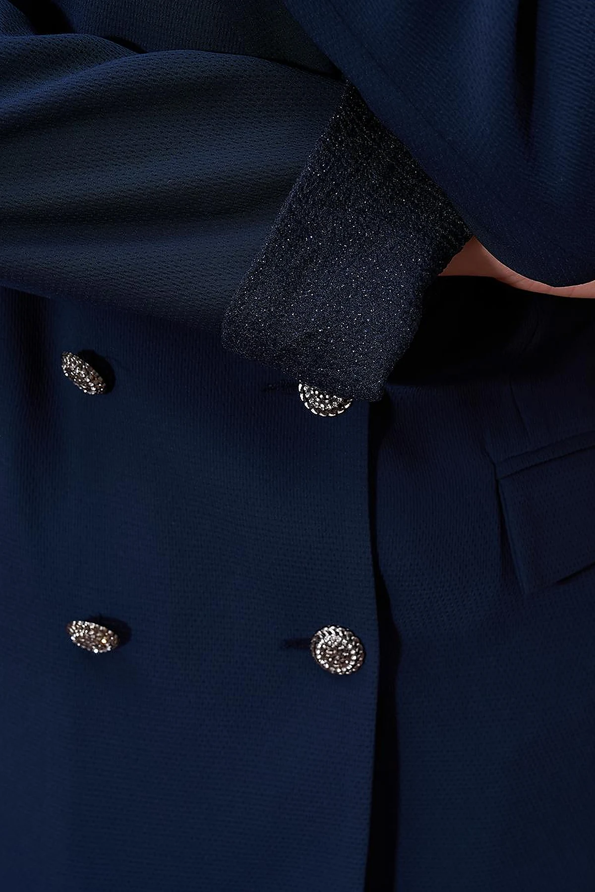 Double Breasted Blazer Jacket Dark Navy Blue