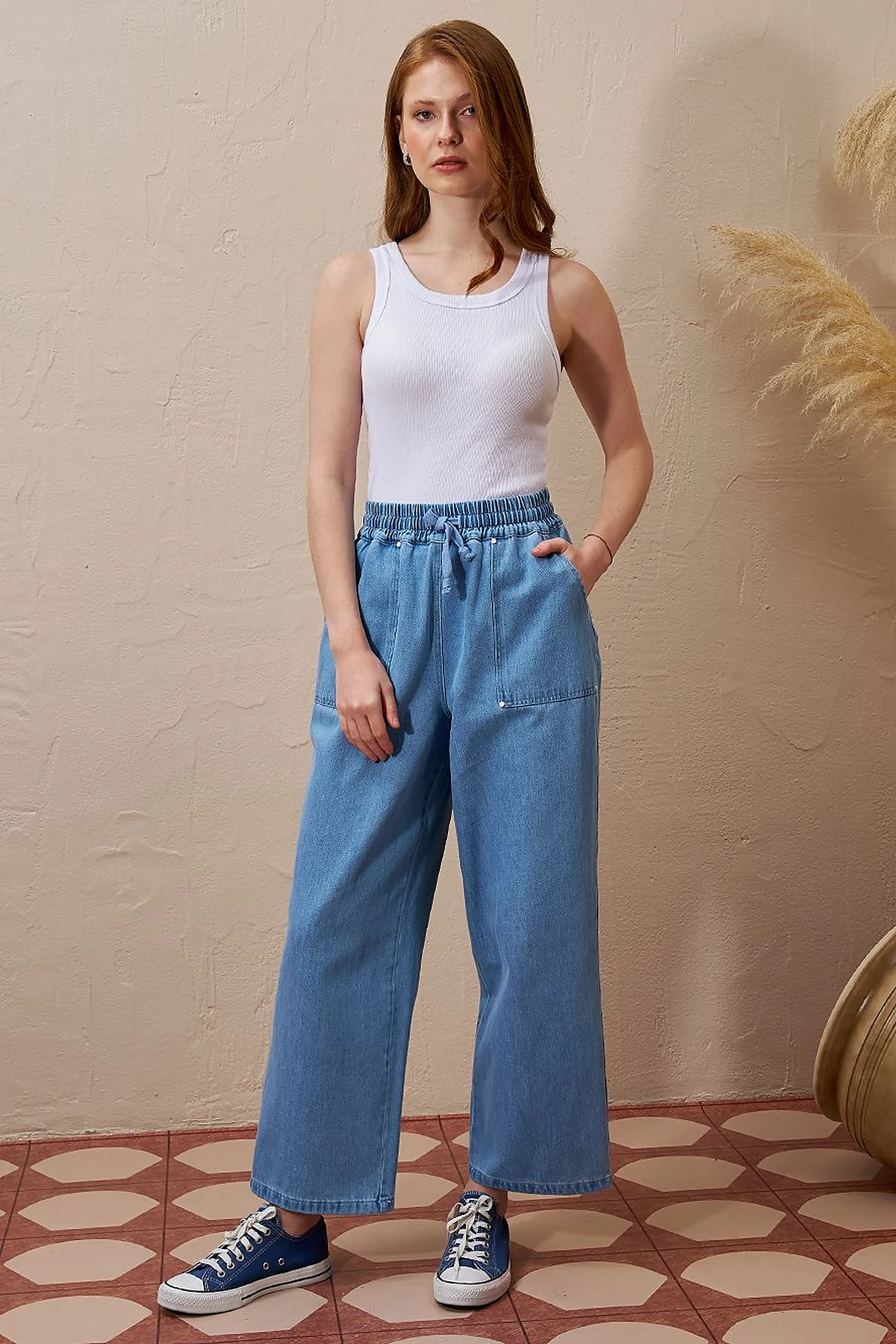 Deep Pocket Denim Pants Ice Blue