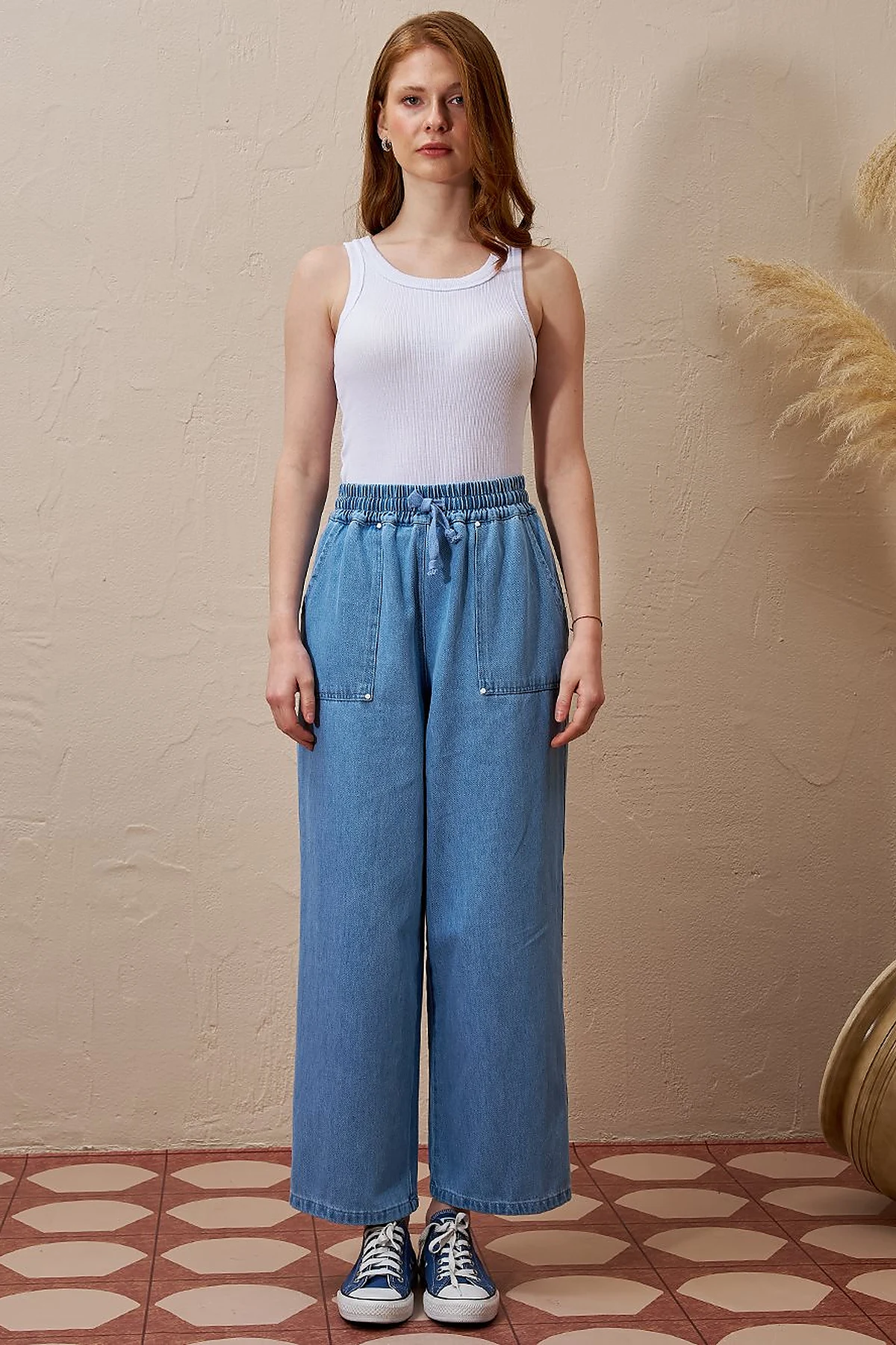 Deep Pocket Denim Pants Ice Blue