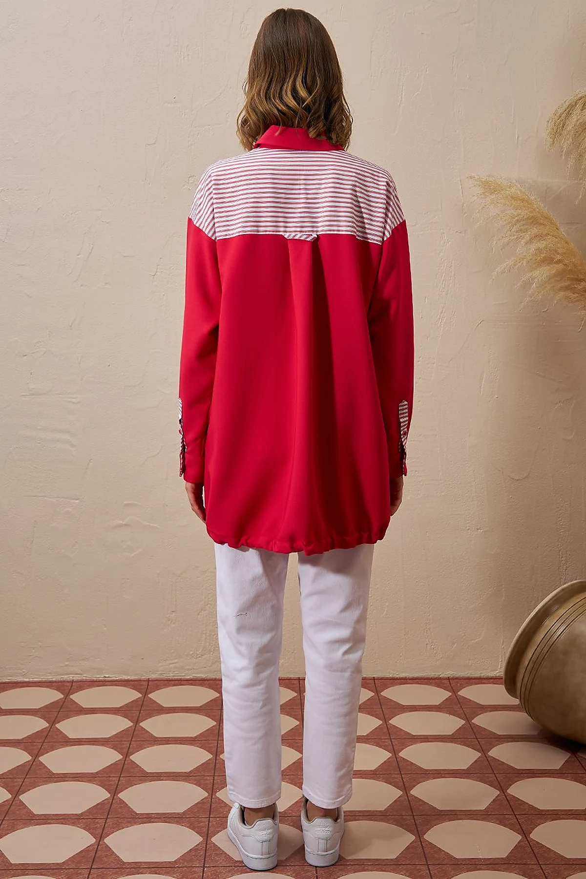 Chain Detailed Garnished Tunic Cherry