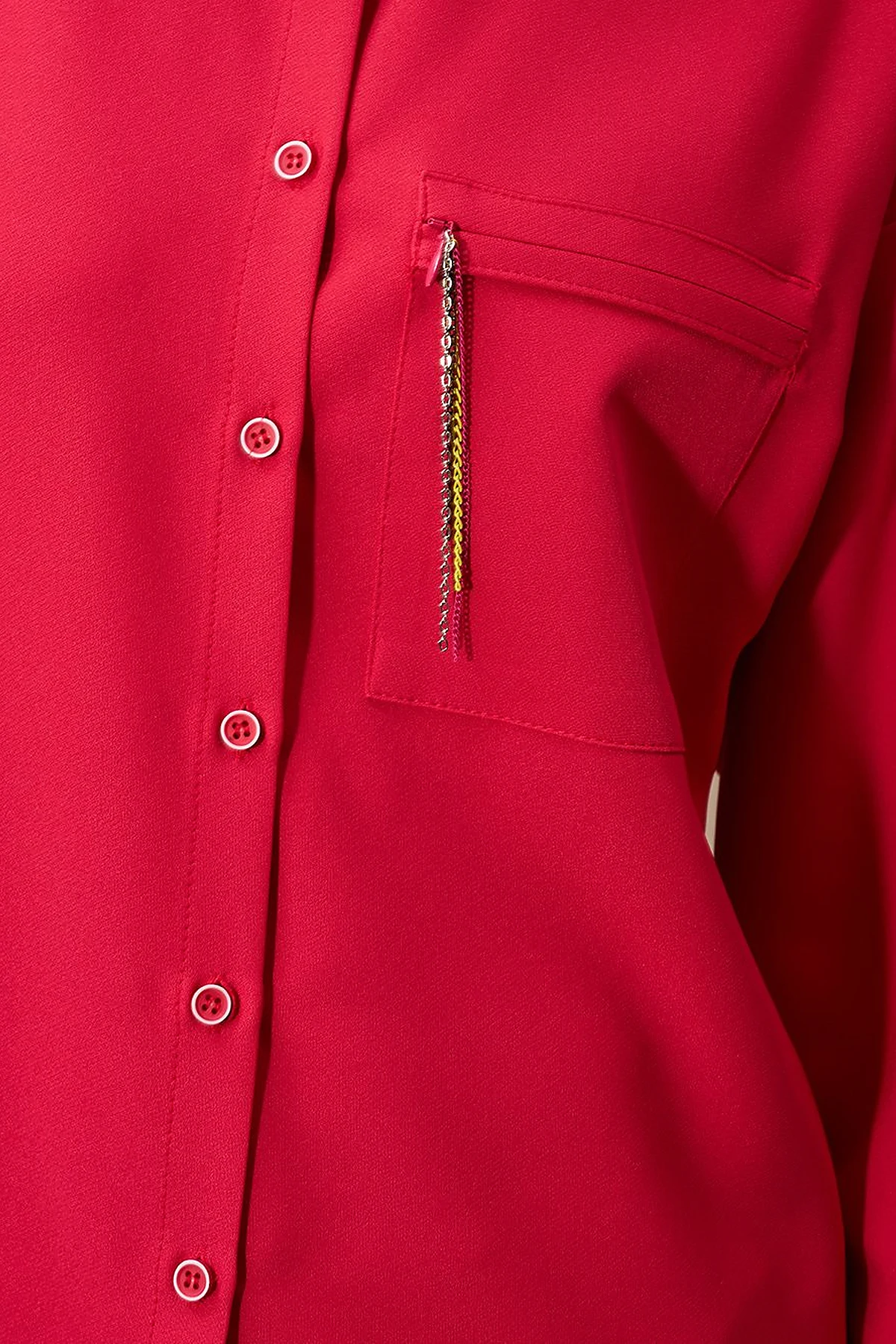 Chain Detailed Garnished Tunic Cherry