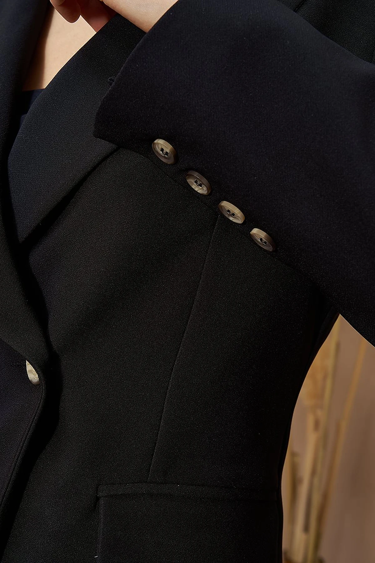 Single Button Blazer Jacket Black