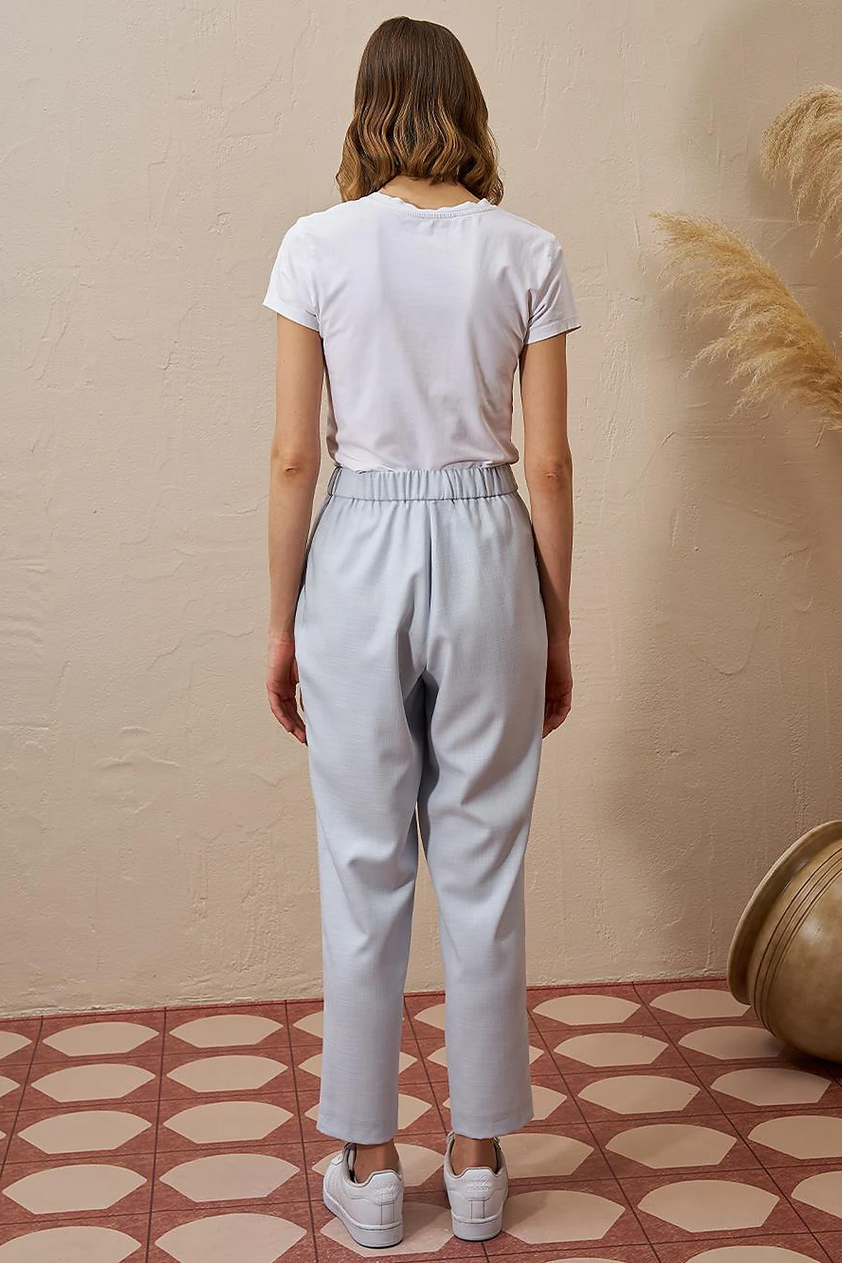 Drawstring Carrot Cut Pants Blue