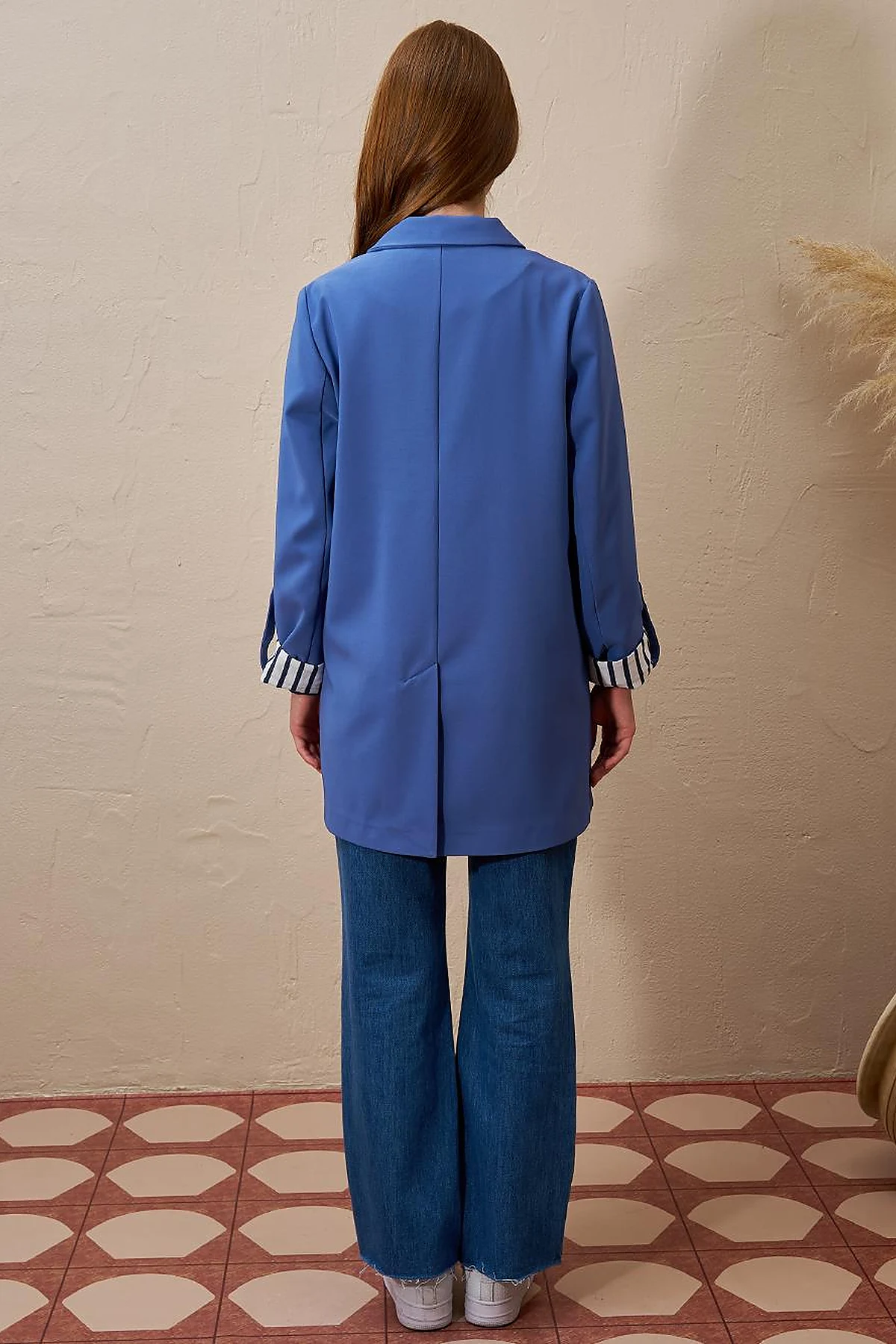 Brooched Blazer Jacket Indigo