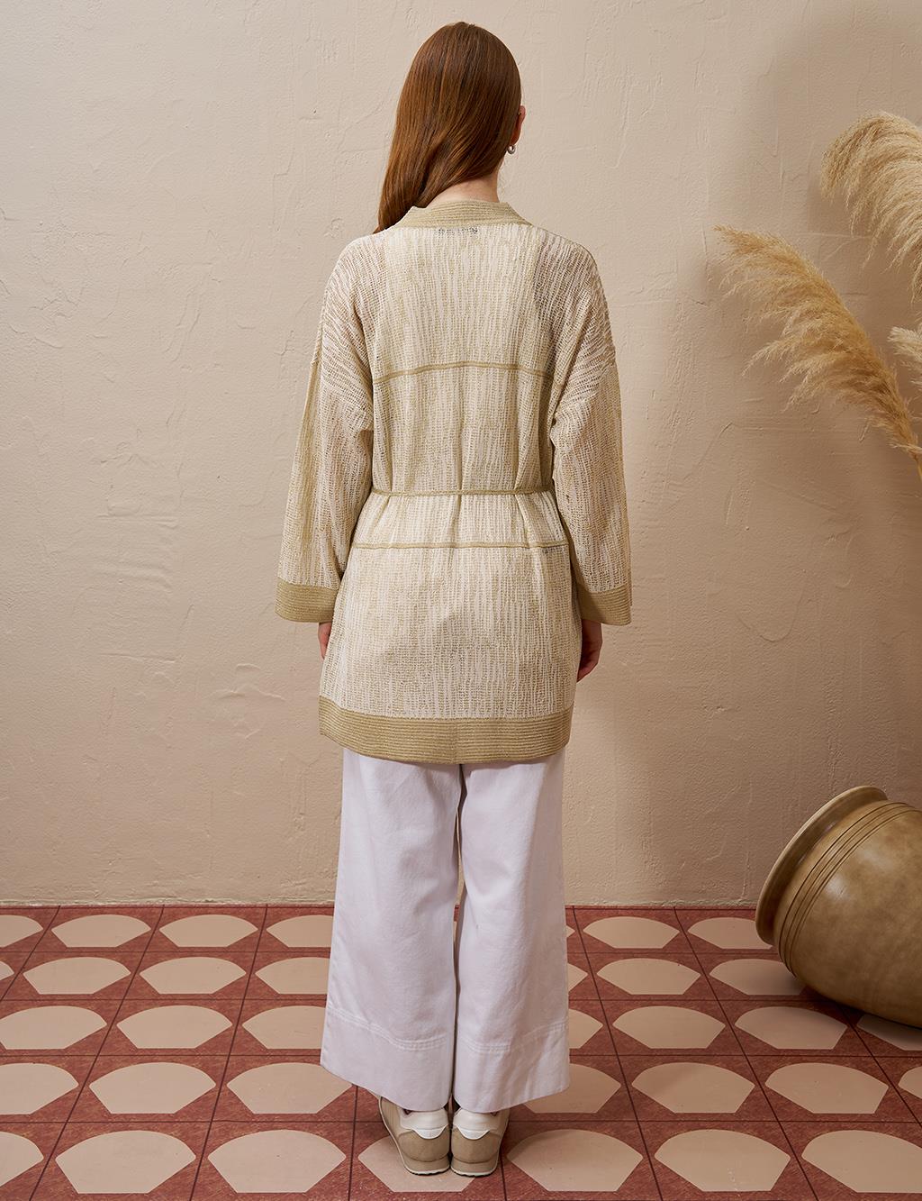 Glitter Knit Cardigan Beige