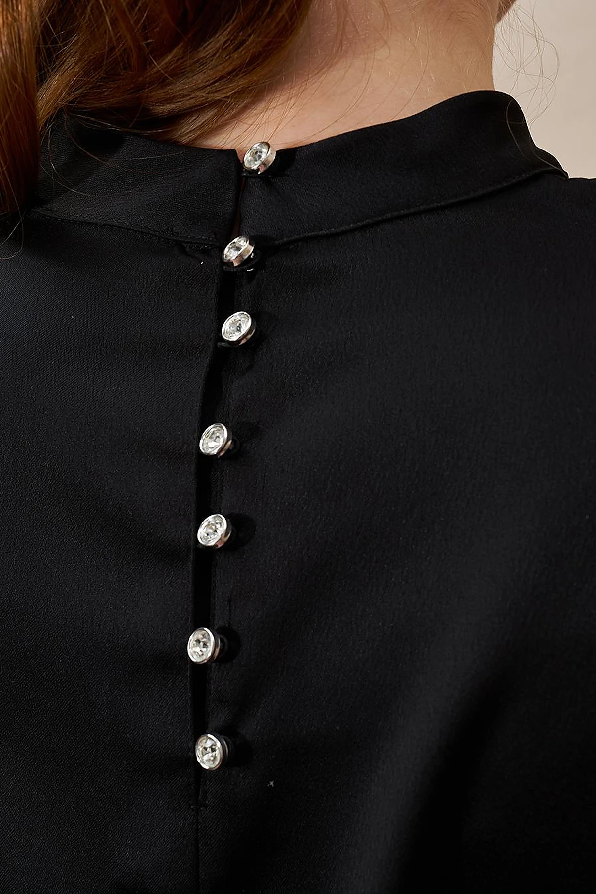 Satin Tunic with Chain Belt Detail Black